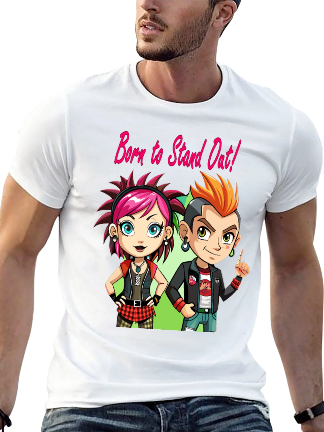 Black Born to Stand Out! Punk Rock T-Shirt view 13