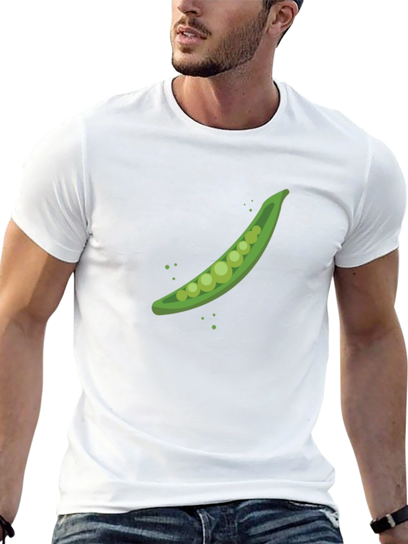 Black Pea Pod Graphic T-Shirt - Black Cotton Tee view 13
