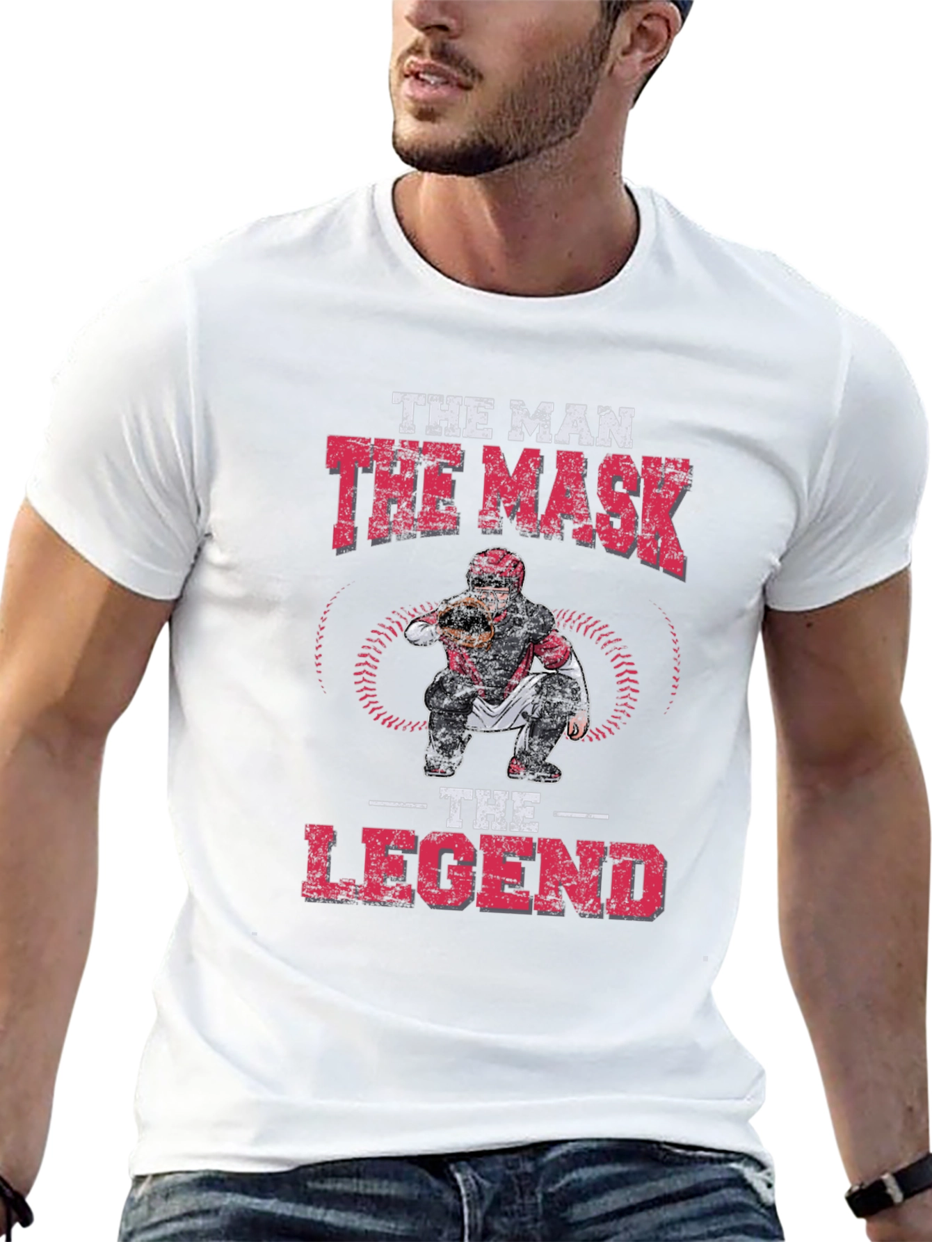 Black The Man, The Mask, The Legend Baseball Catcher Graphic Tee view 13