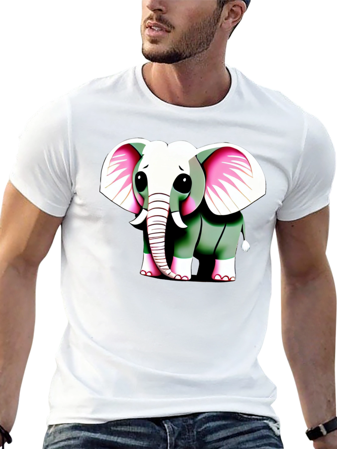 Black Cute Elephant Graphic Tee - Men's Black T-Shirt view 13