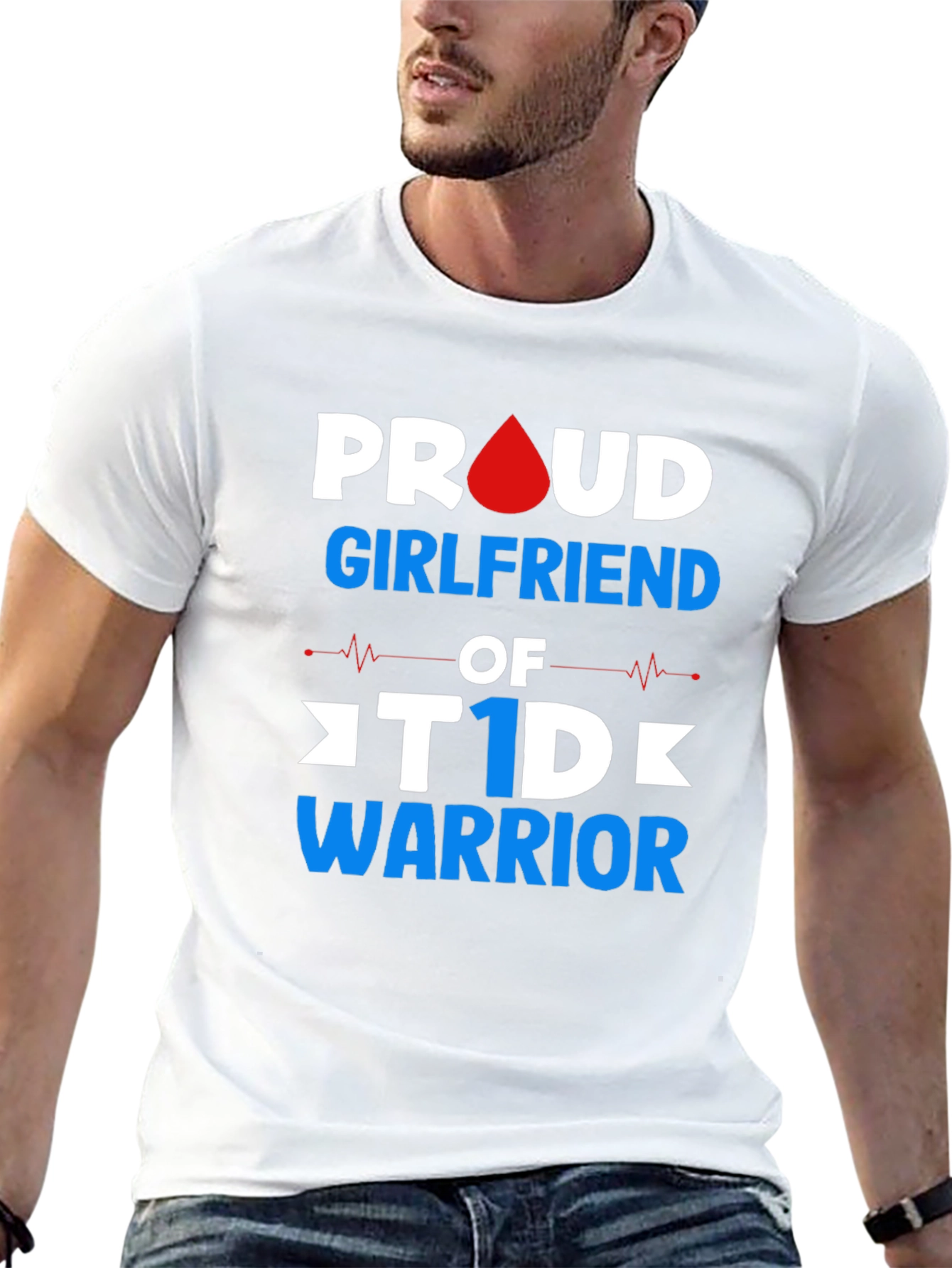 Black Proud Girlfriend T1D Warrior T-Shirt view 13