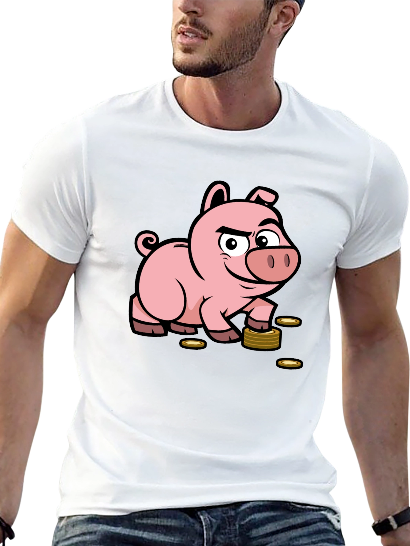 Black Piggy Bank Funny T-Shirt view 13