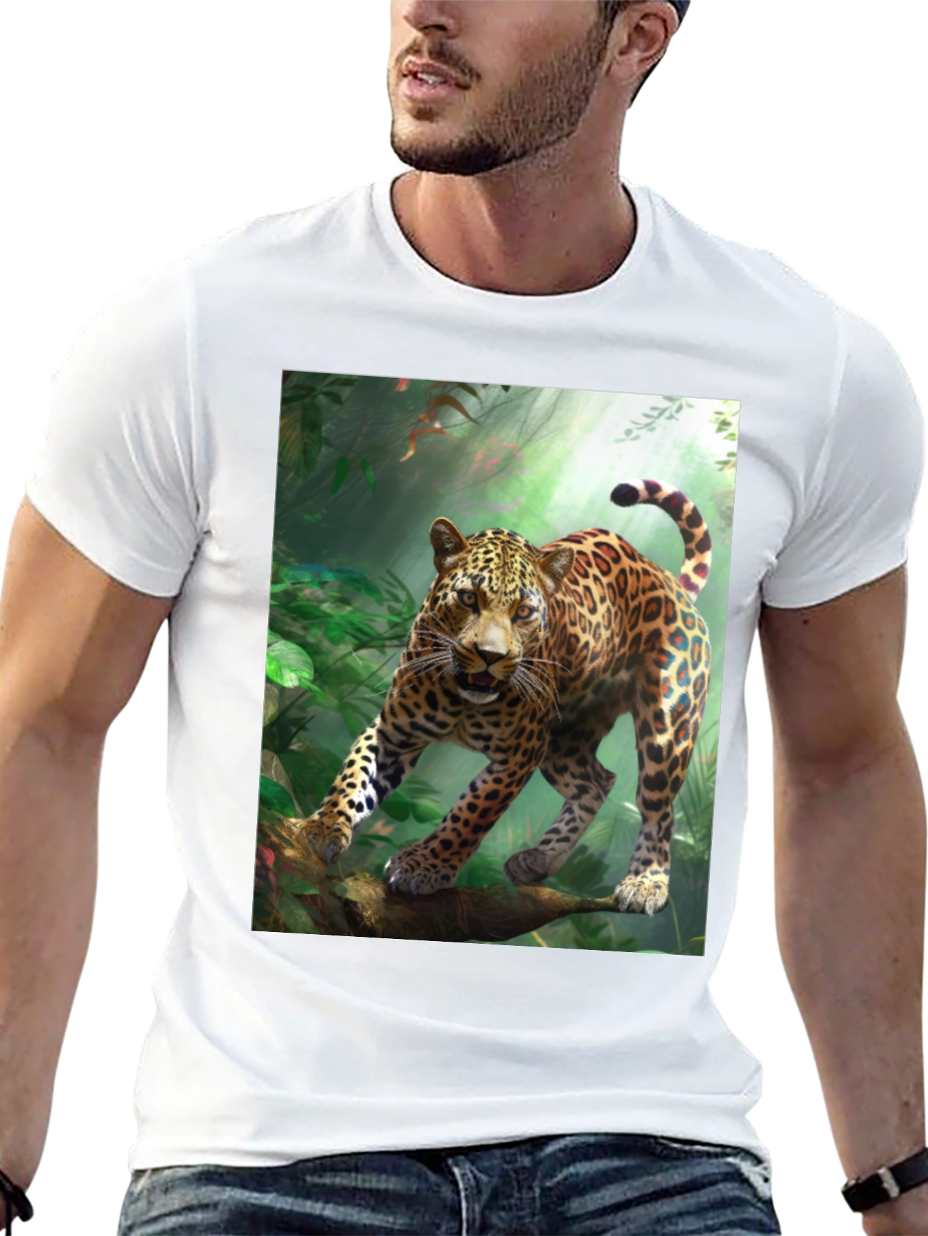Black Leopard Jungle Graphic Tee - Wild Animal Print view 13