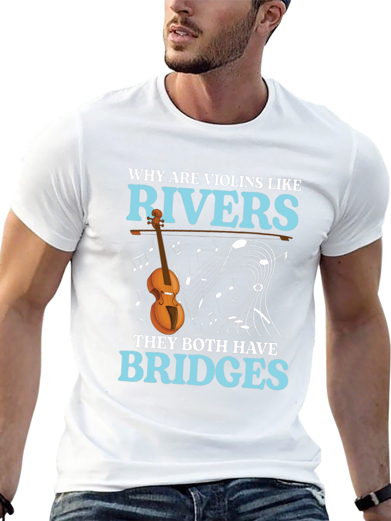 Black Violin & River Pun T-Shirt - Bridges Humor view 13