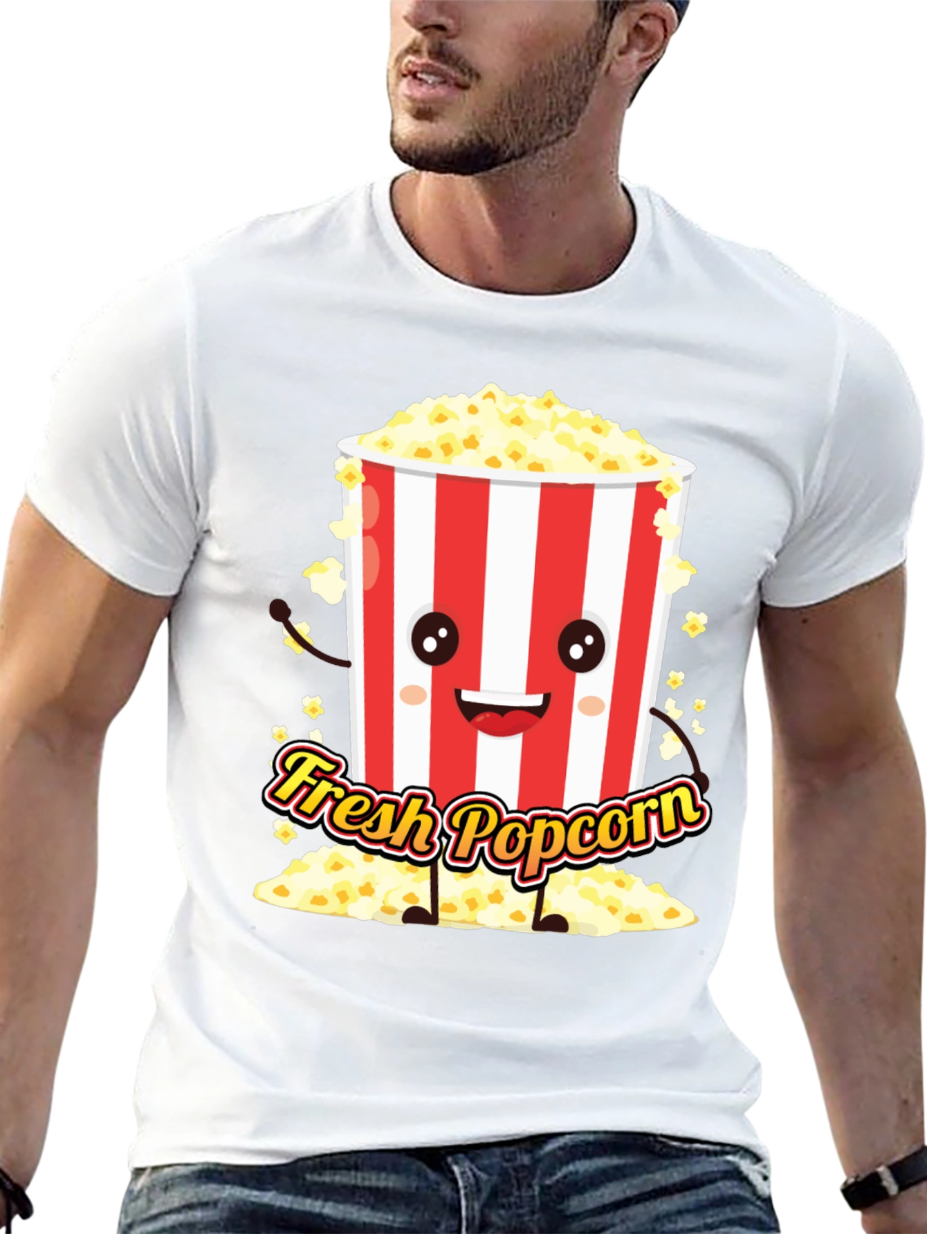 Black Fresh Popcorn Graphic Tee - Movie Night Shirt view 13