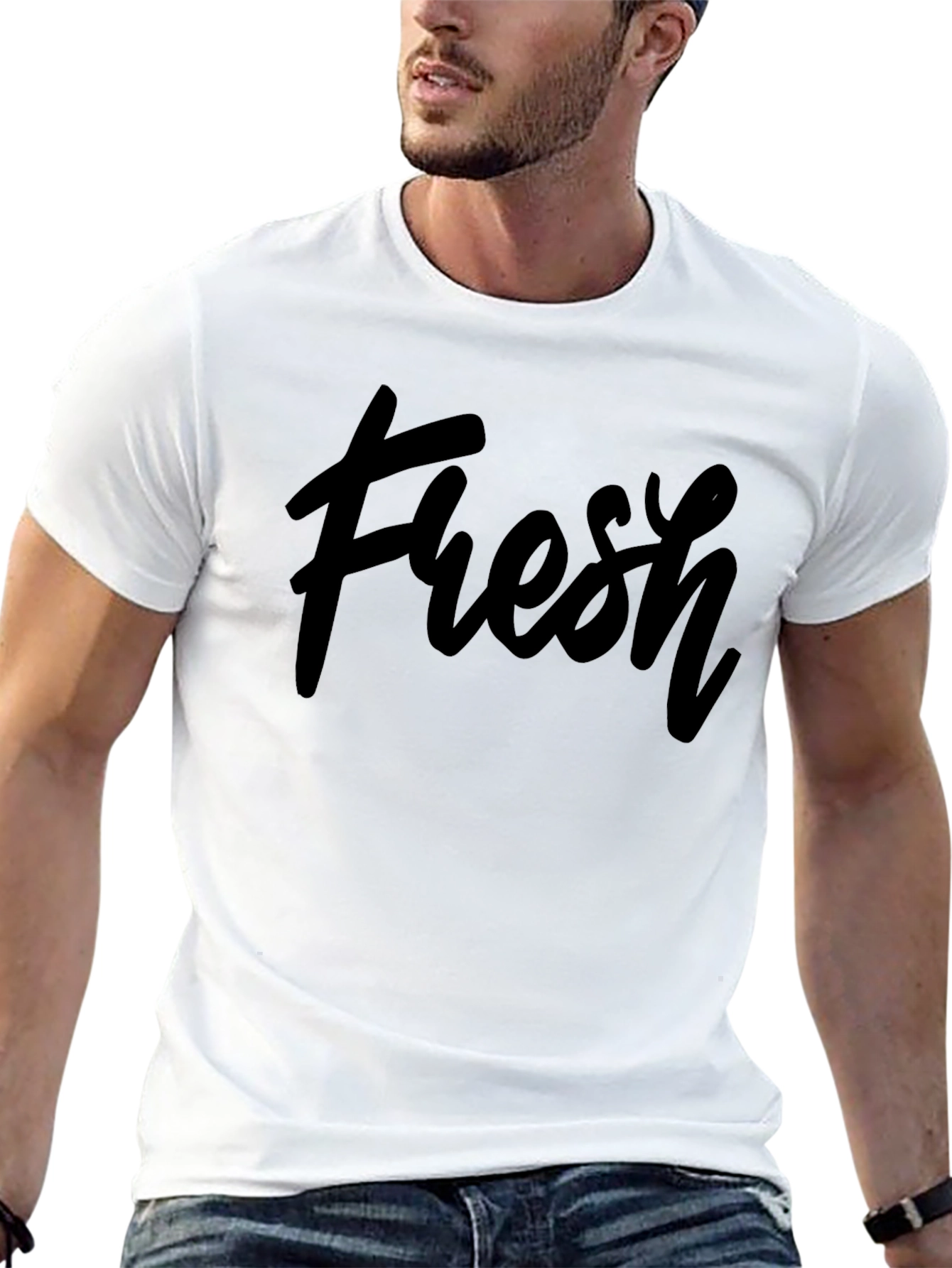 Black Men's Fresh Graphic Print Black T-Shirt view 13