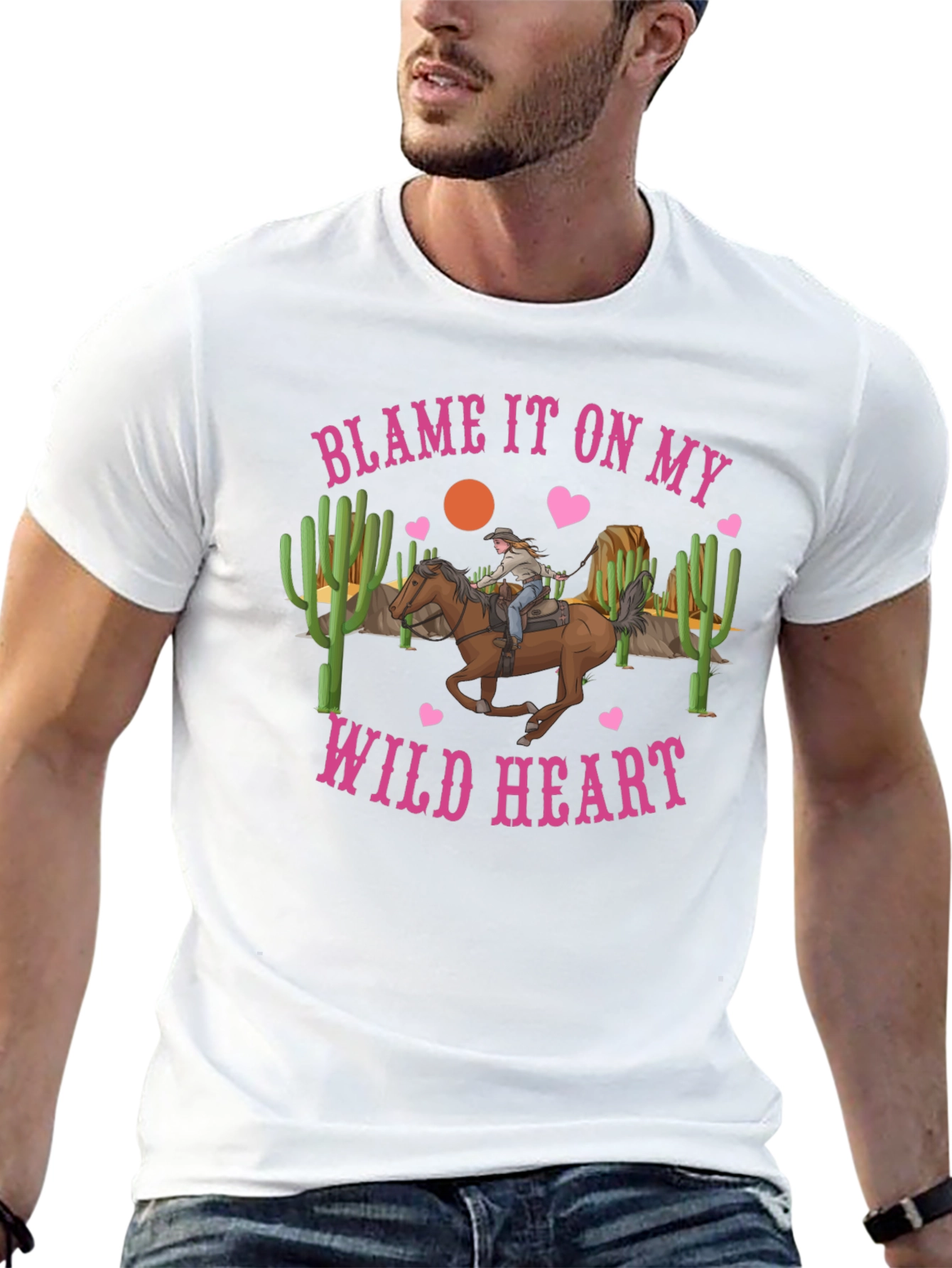 Black Blame It On My Wild Heart Graphic Tee view 13