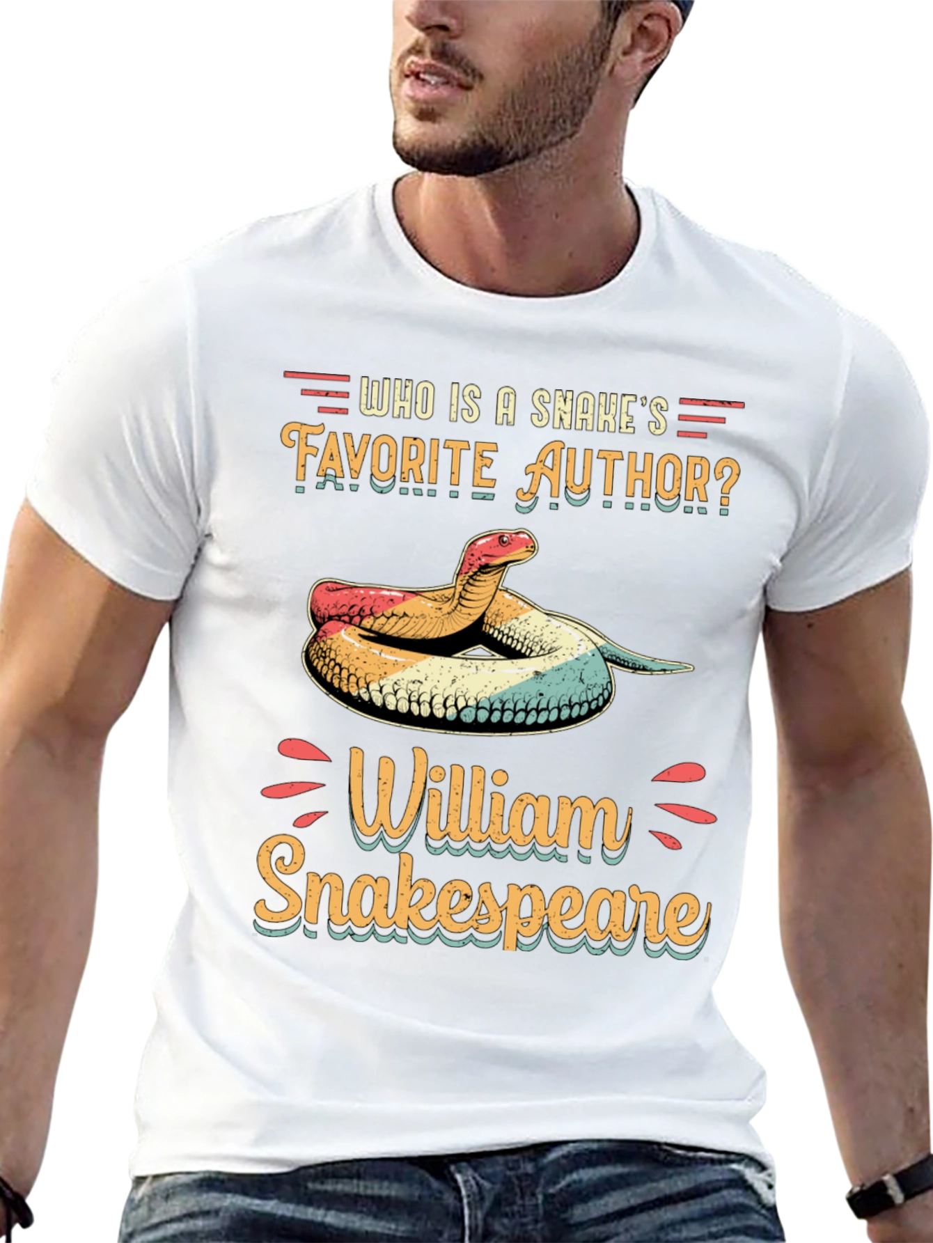 Black Funny Snake T-Shirt - William Snakespeare view 13