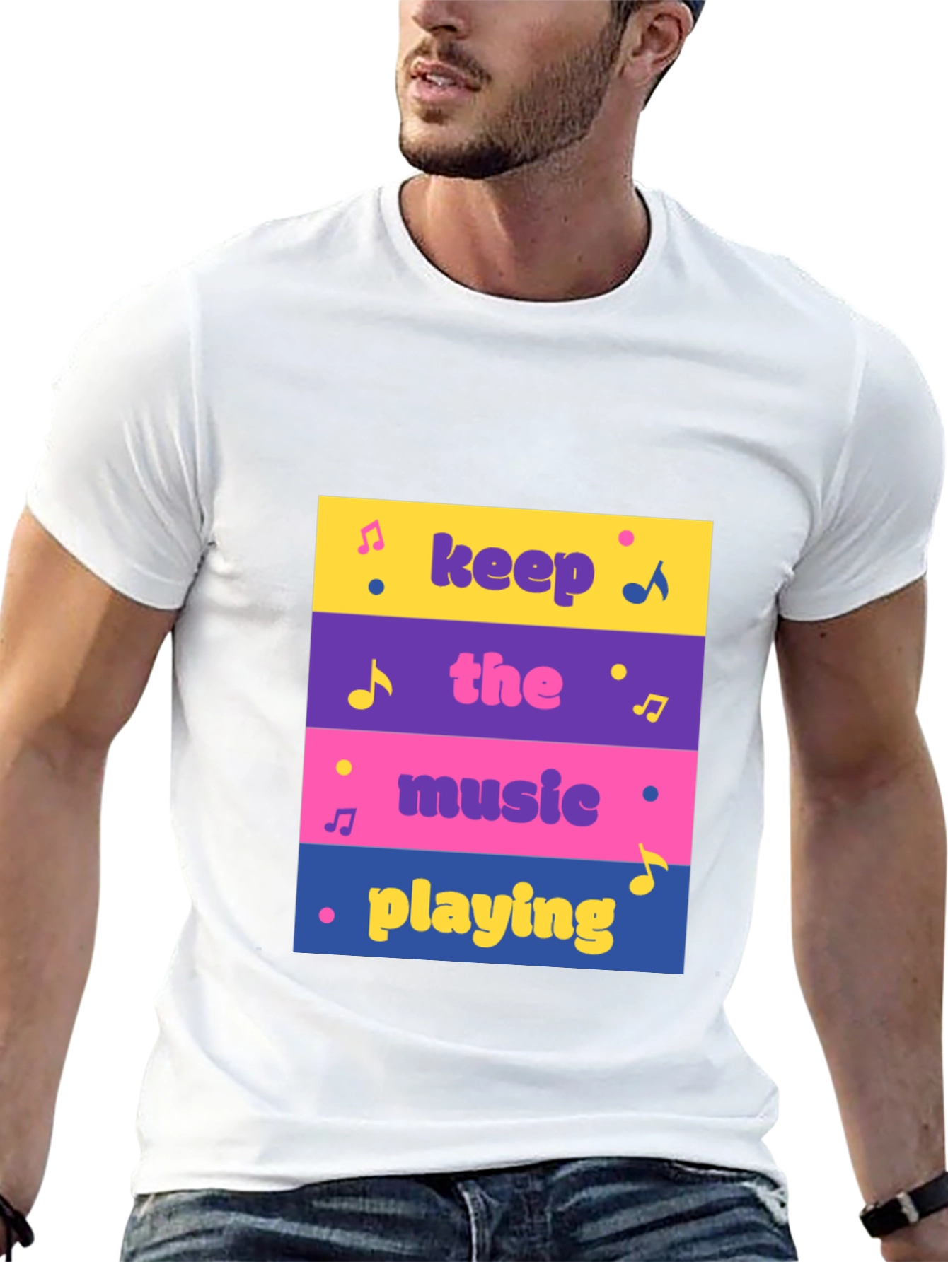 Black Keep The Music Playing Graphic Tee view 13