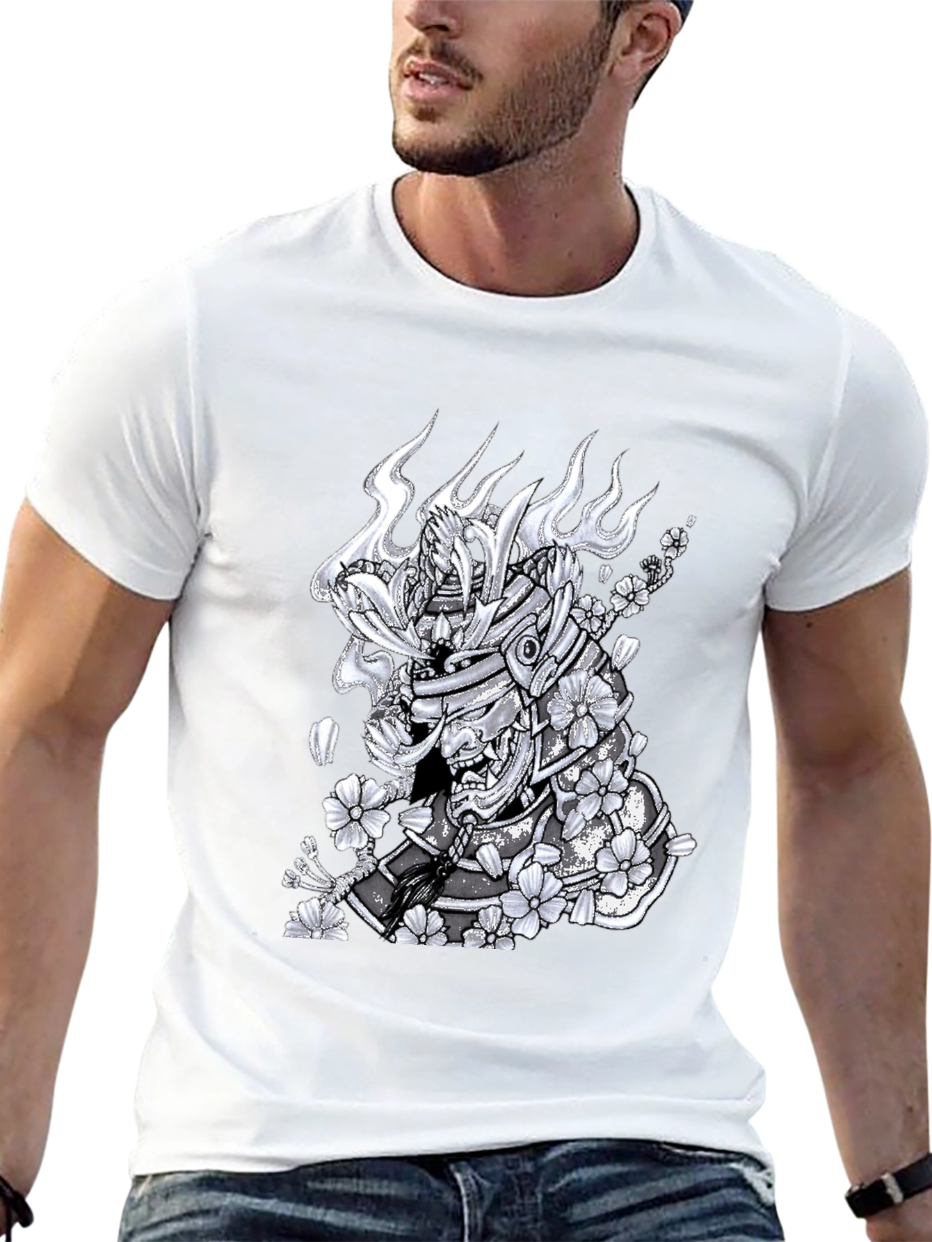 Black Samurai Warrior Graphic T-Shirt - Men's Black Tee view 13