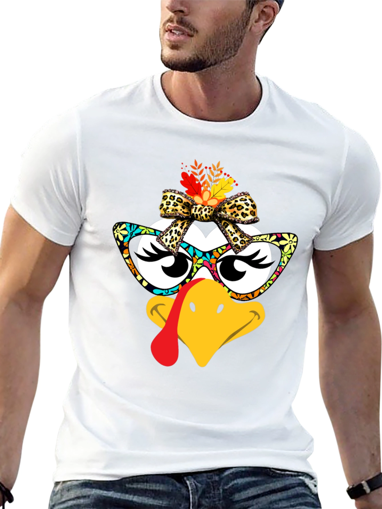 Black Thanksgiving Turkey Face T-Shirt view 13