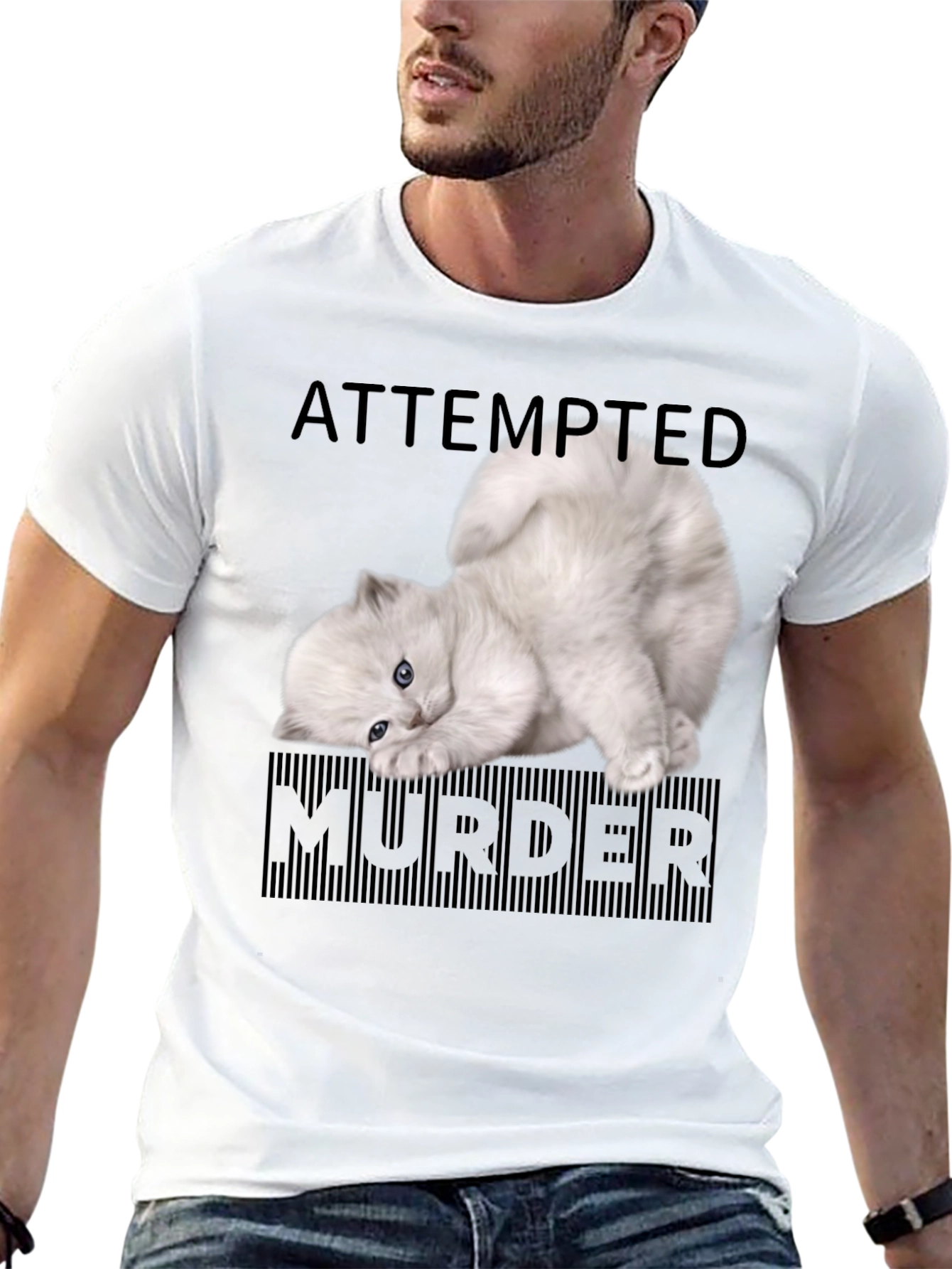 Black Attempted Murder Kitten T-Shirt - Funny Cat Lover Tee view 13