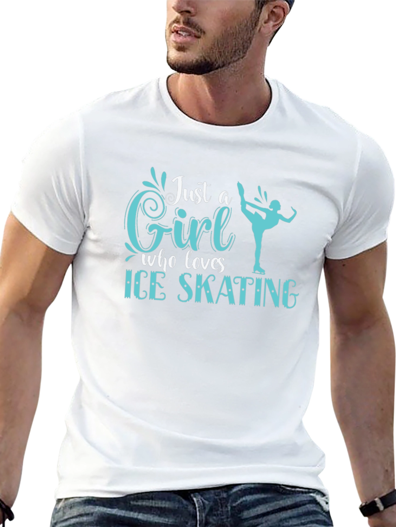 Black Just a Girl Who Loves Ice Skating T-Shirt view 13