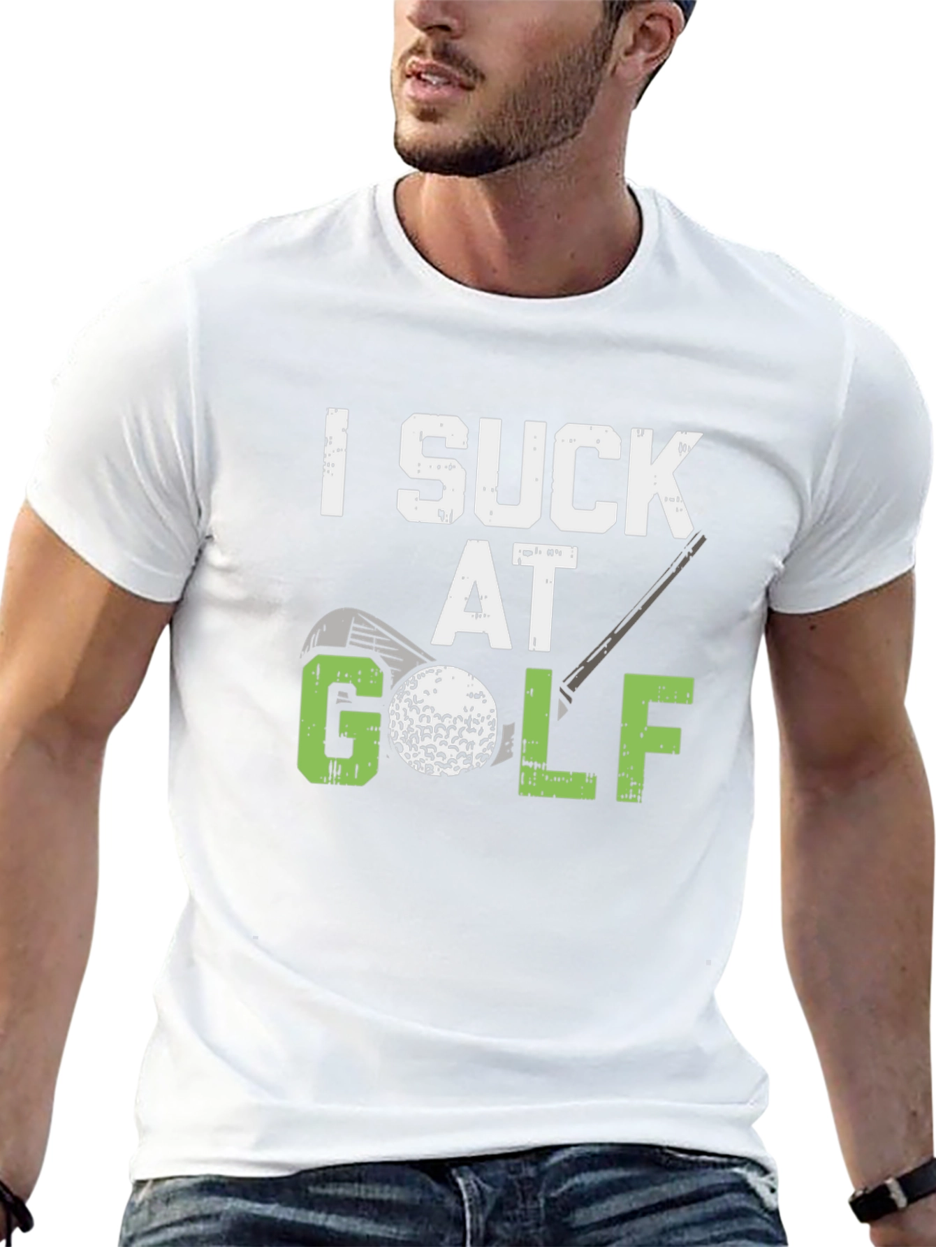 Black Funny Golf T-Shirt - I Suck At Golf Tee view 13