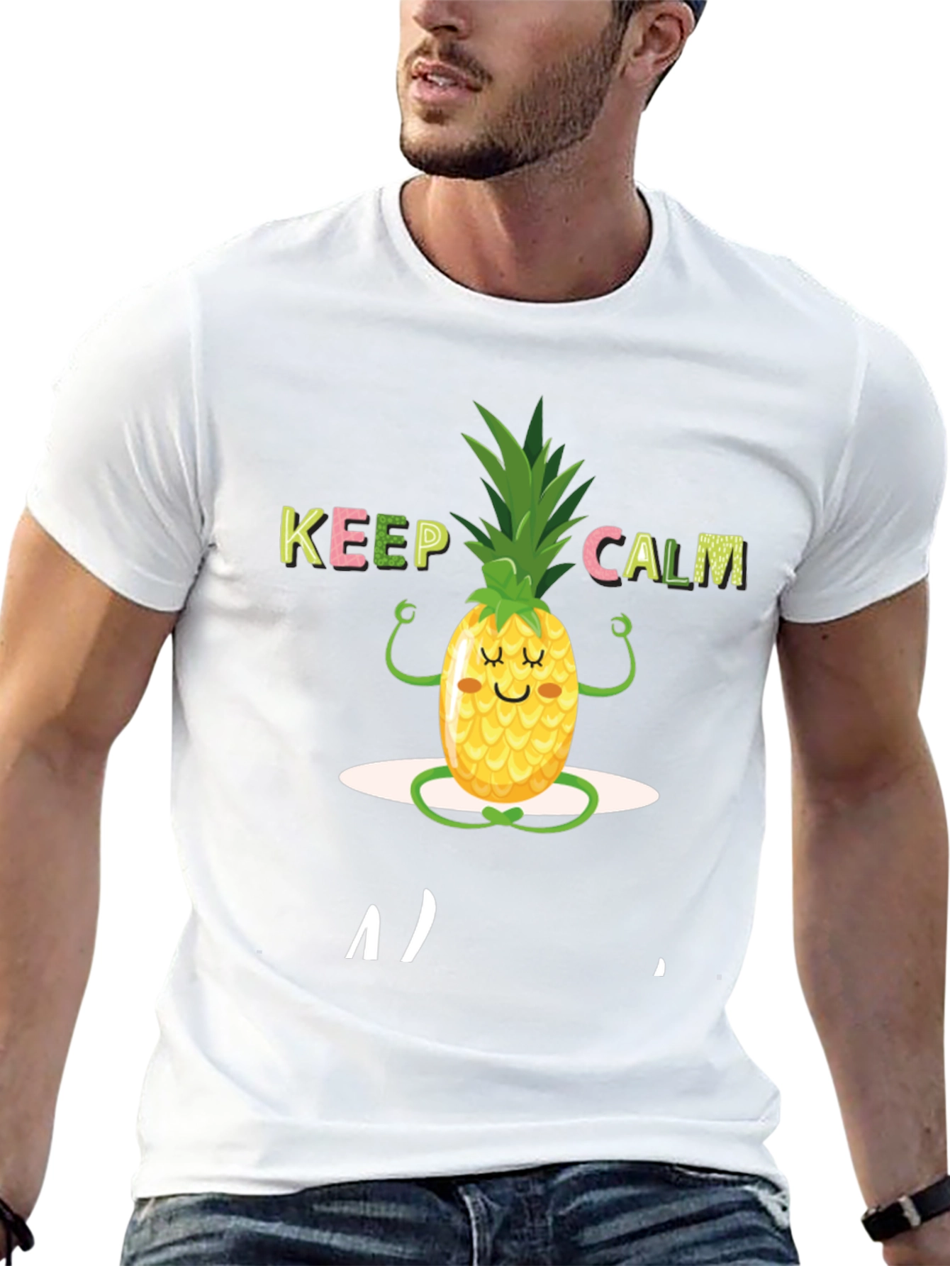 Black Keep Calm Pineapple T-Shirt view 13