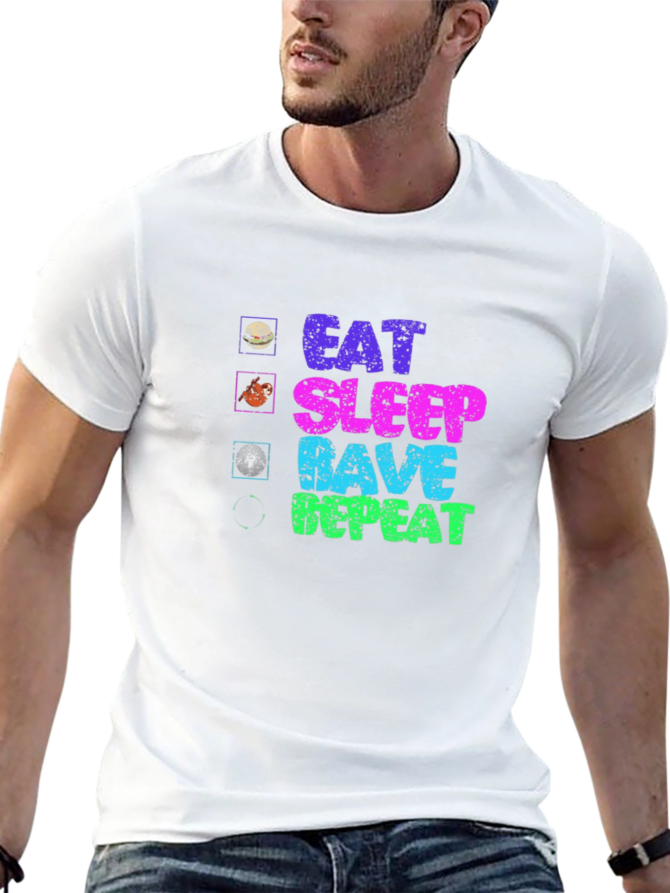 Black Eat Sleep Rave Repeat Graphic Tee view 13