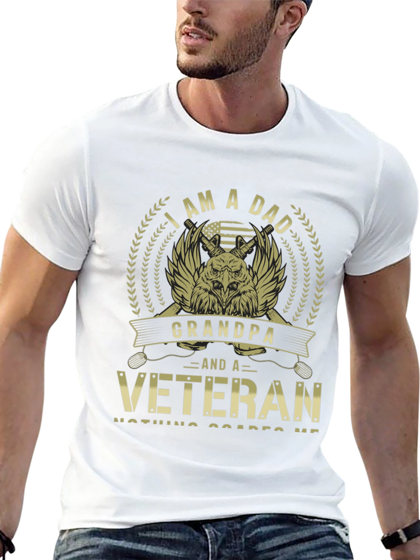 Black I am a Dad Grandpa Veteran T-Shirt view 13