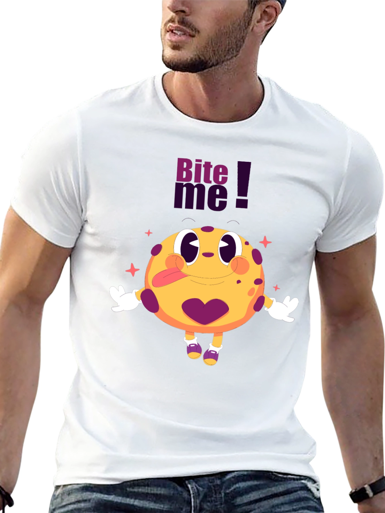 Black Bite Me Cartoon Graphic Black T-Shirt view 13