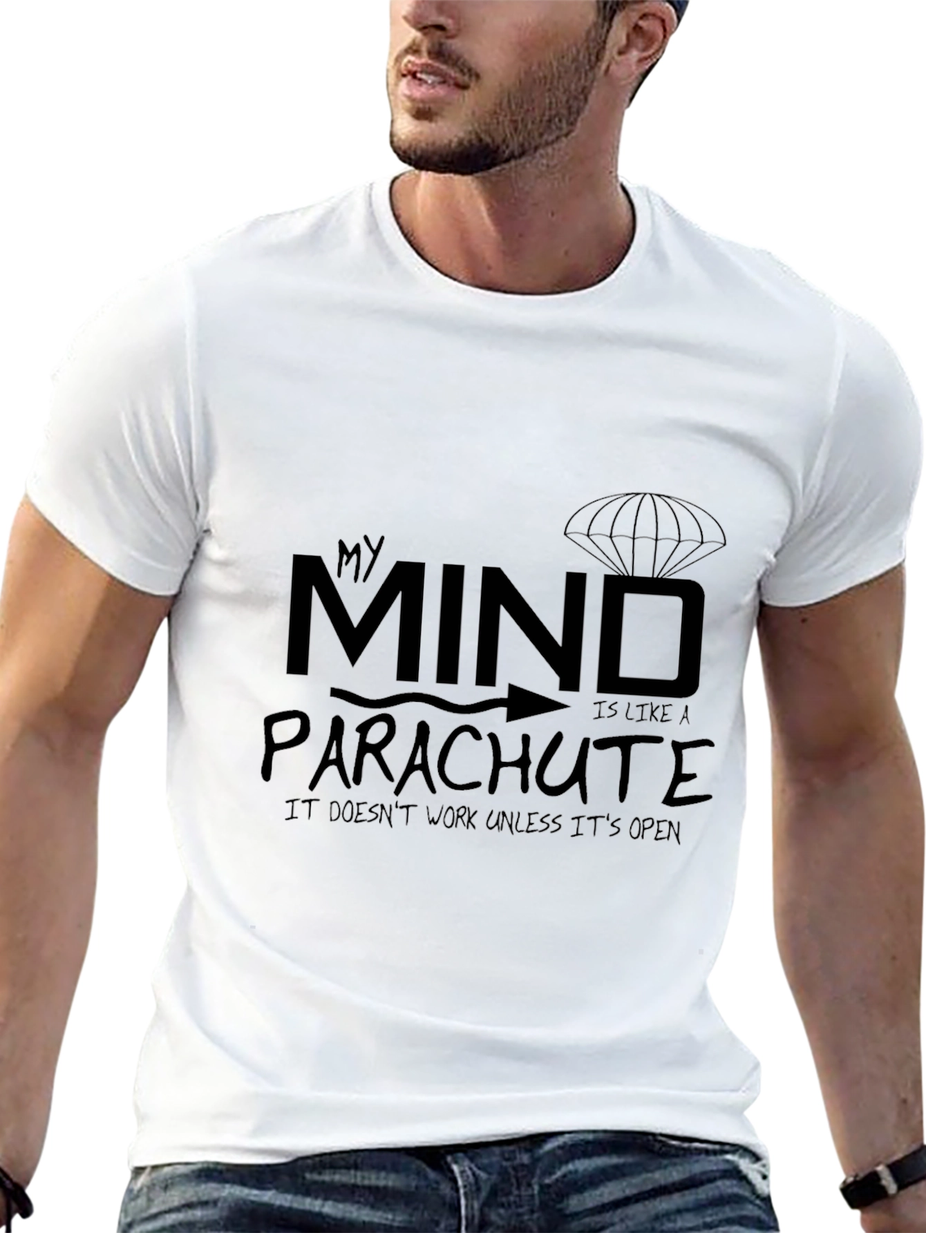 Black My Mind Parachute T-Shirt - Funny Graphic Tee view 13