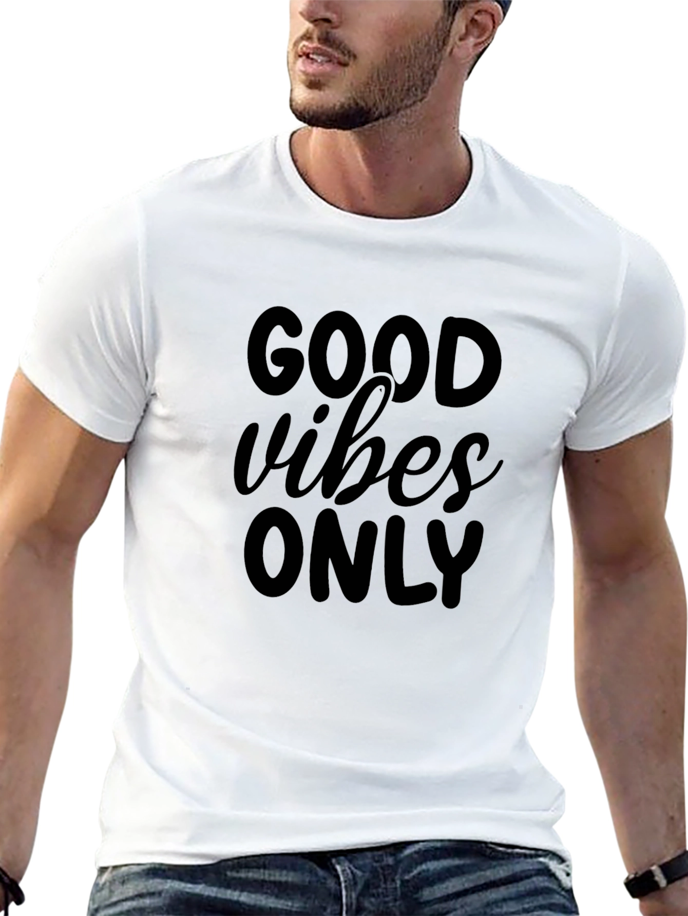 Black Good Vibes Only Black Graphic Tee view 13