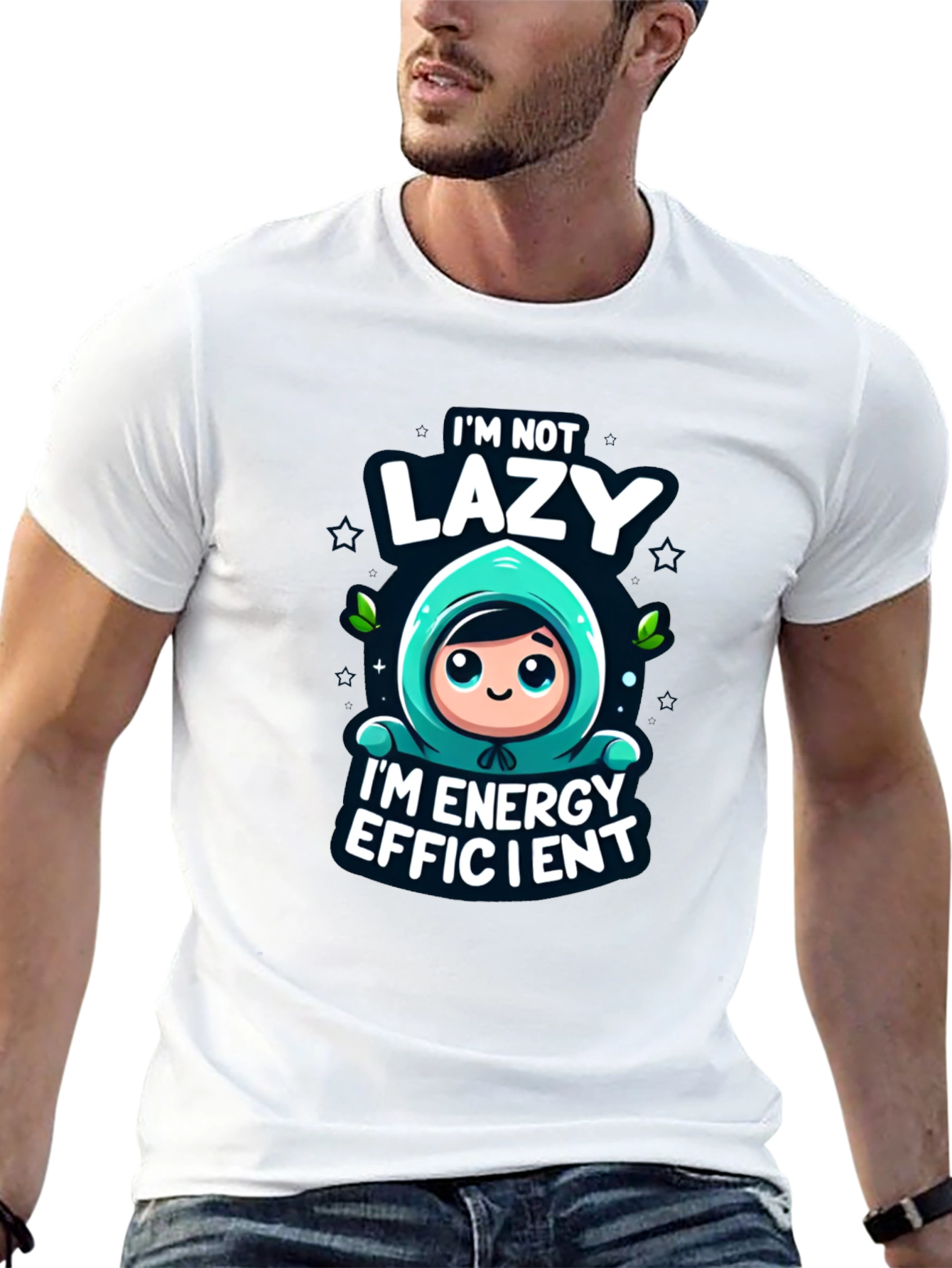 Black Funny Energy Efficient Black Graphic Tee view 13