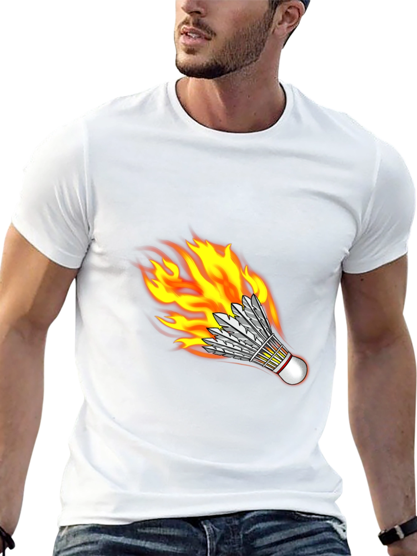 Black Flaming Shuttlecock Graphic Tee view 13