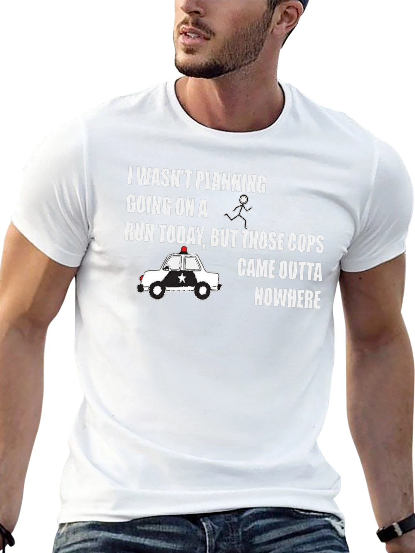 Black Funny Running T-Shirt - Cops Came Outta Nowhere view 13