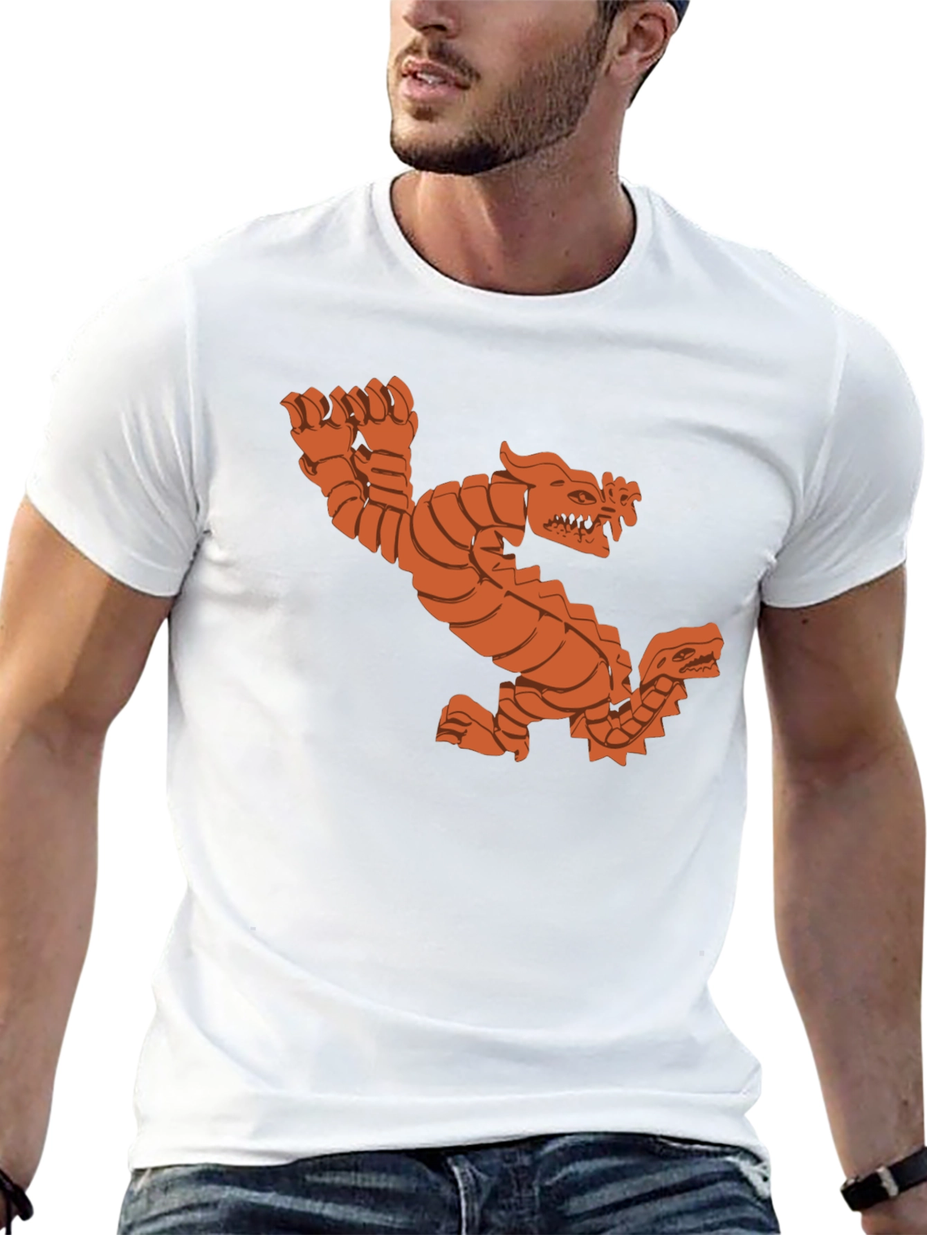 Black Double Dragon Graphic Tee - Black Cotton T-Shirt view 13