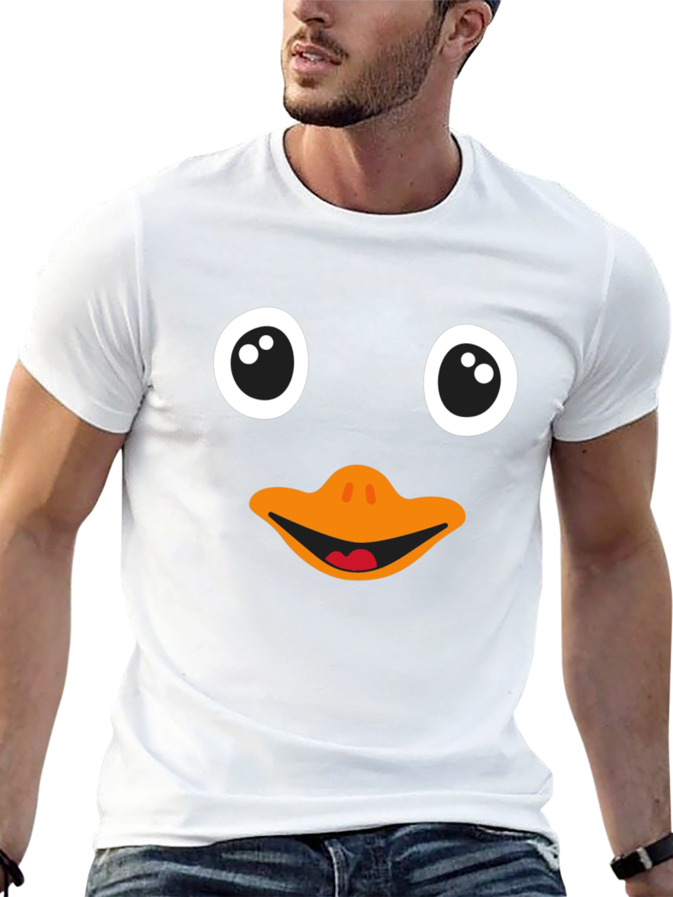 Black Funny Penguin Face Black T-Shirt view 13
