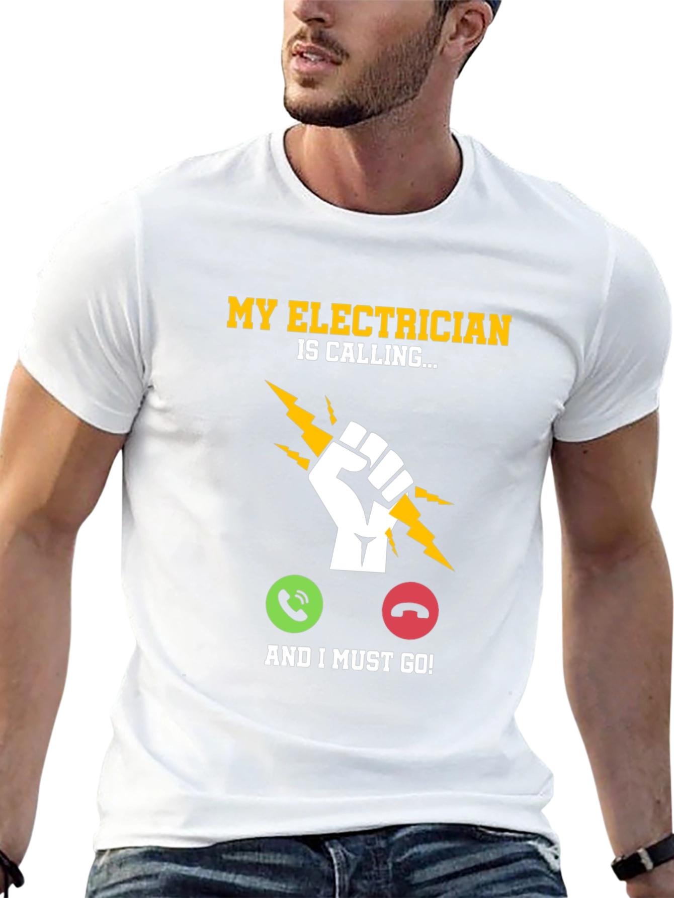 Black Electrician Calling T-Shirt - Funny Job Gift view 13