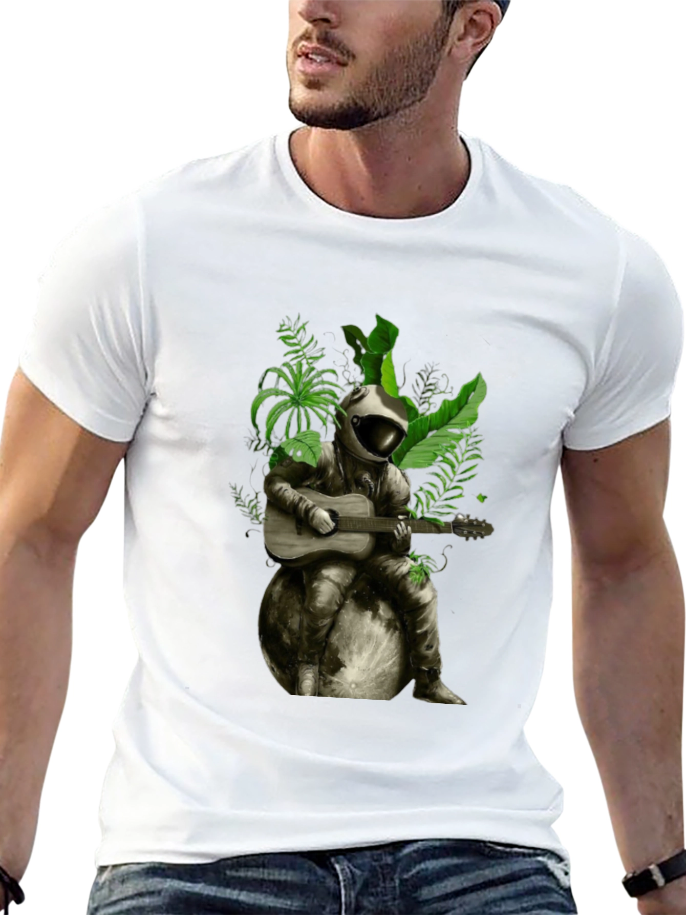 Black Astronaut Guitarist Graphic T-Shirt view 13