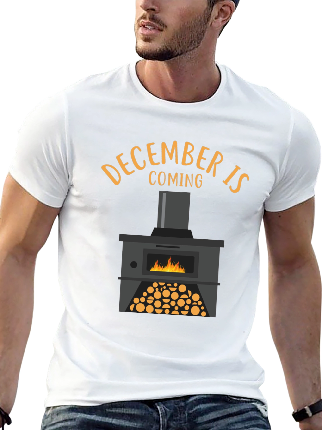 Black December Is Coming Graphic Tee - Cozy Fireplace Shirt view 13