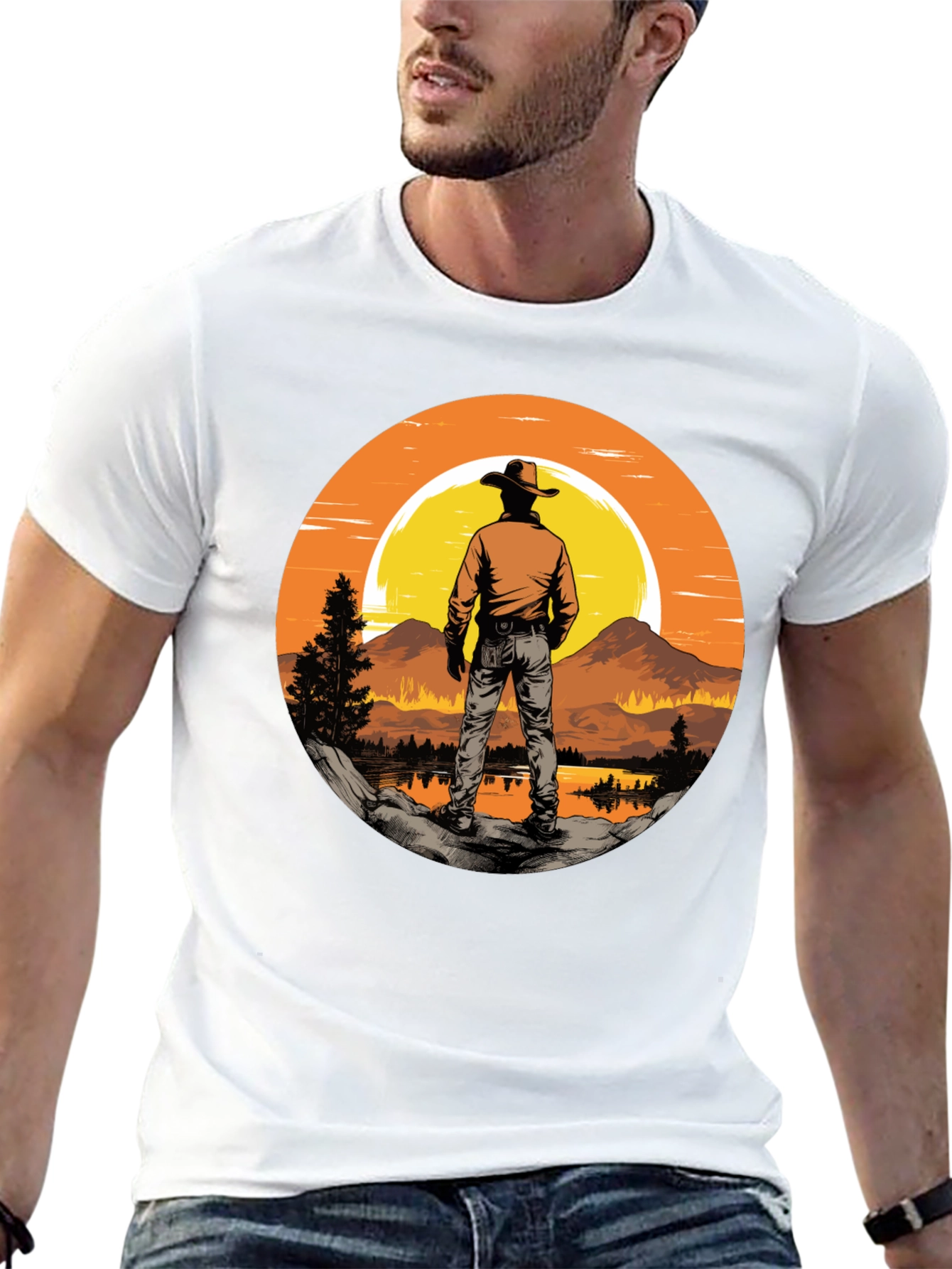 Black Sunset Cowboy Graphic Tee view 13