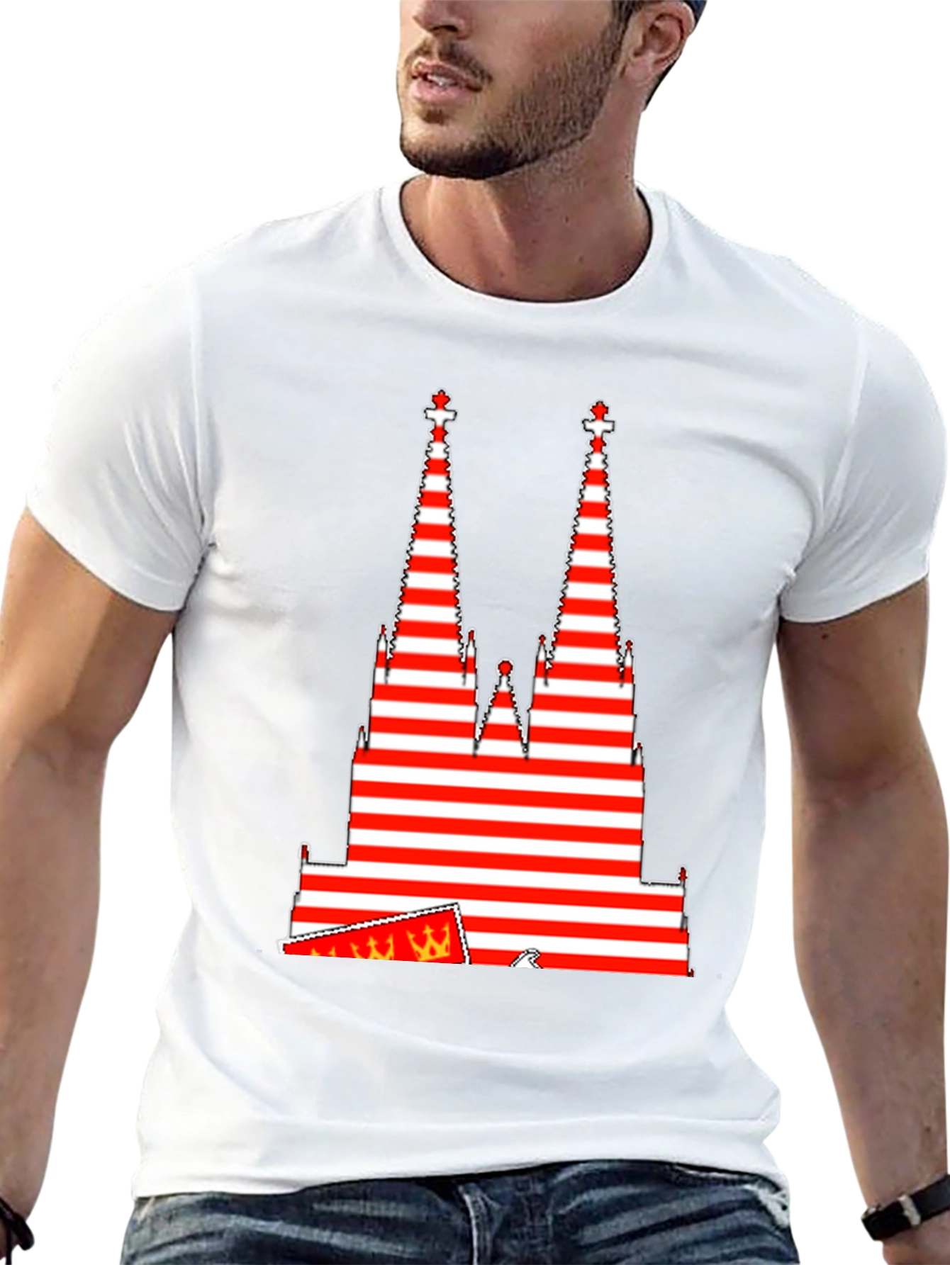 Black Striped Tower Graphic Tee - Unique Men's Black T-Shirt view 13