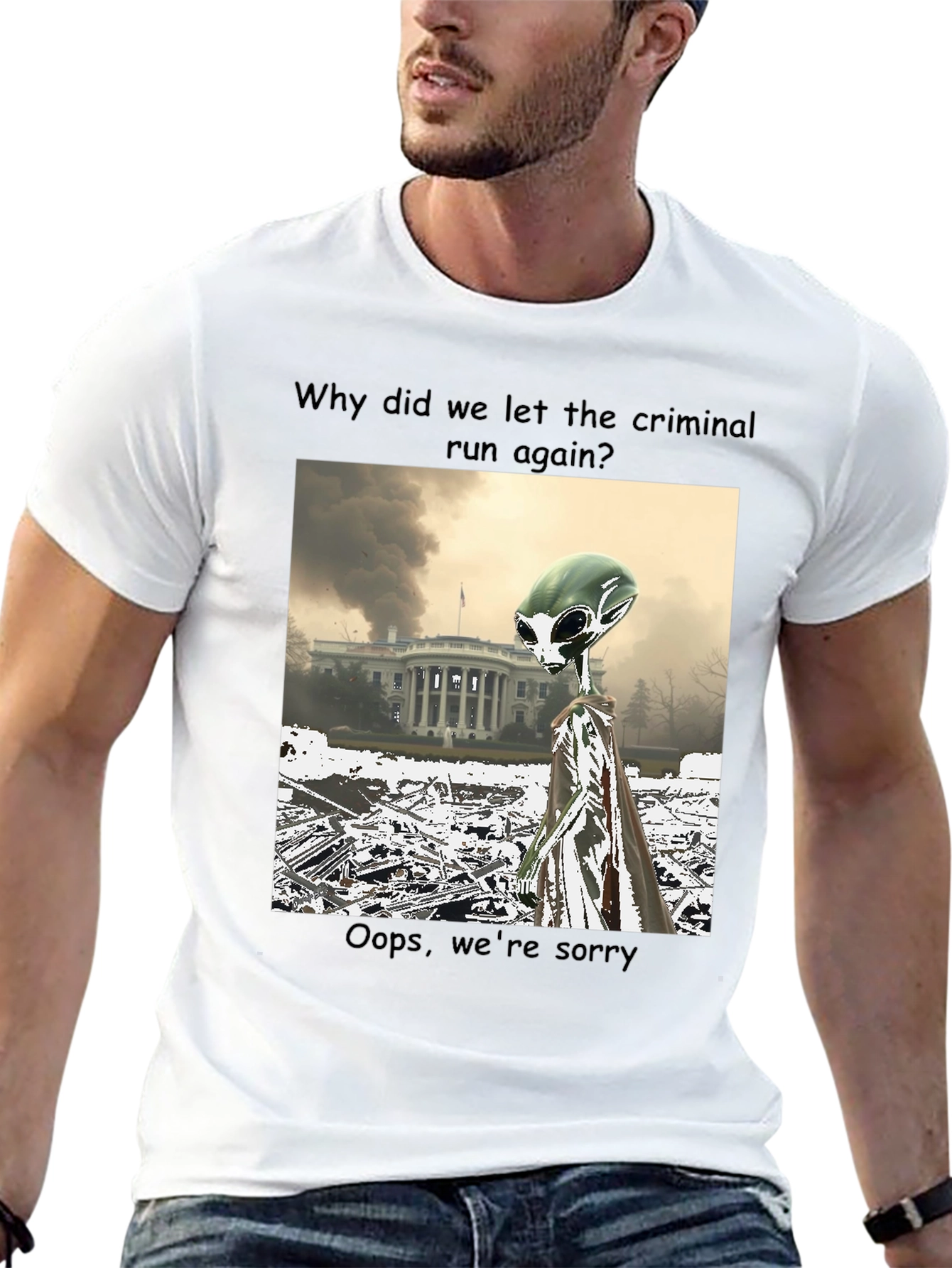Black Political Alien Humor Graphic Tee view 13