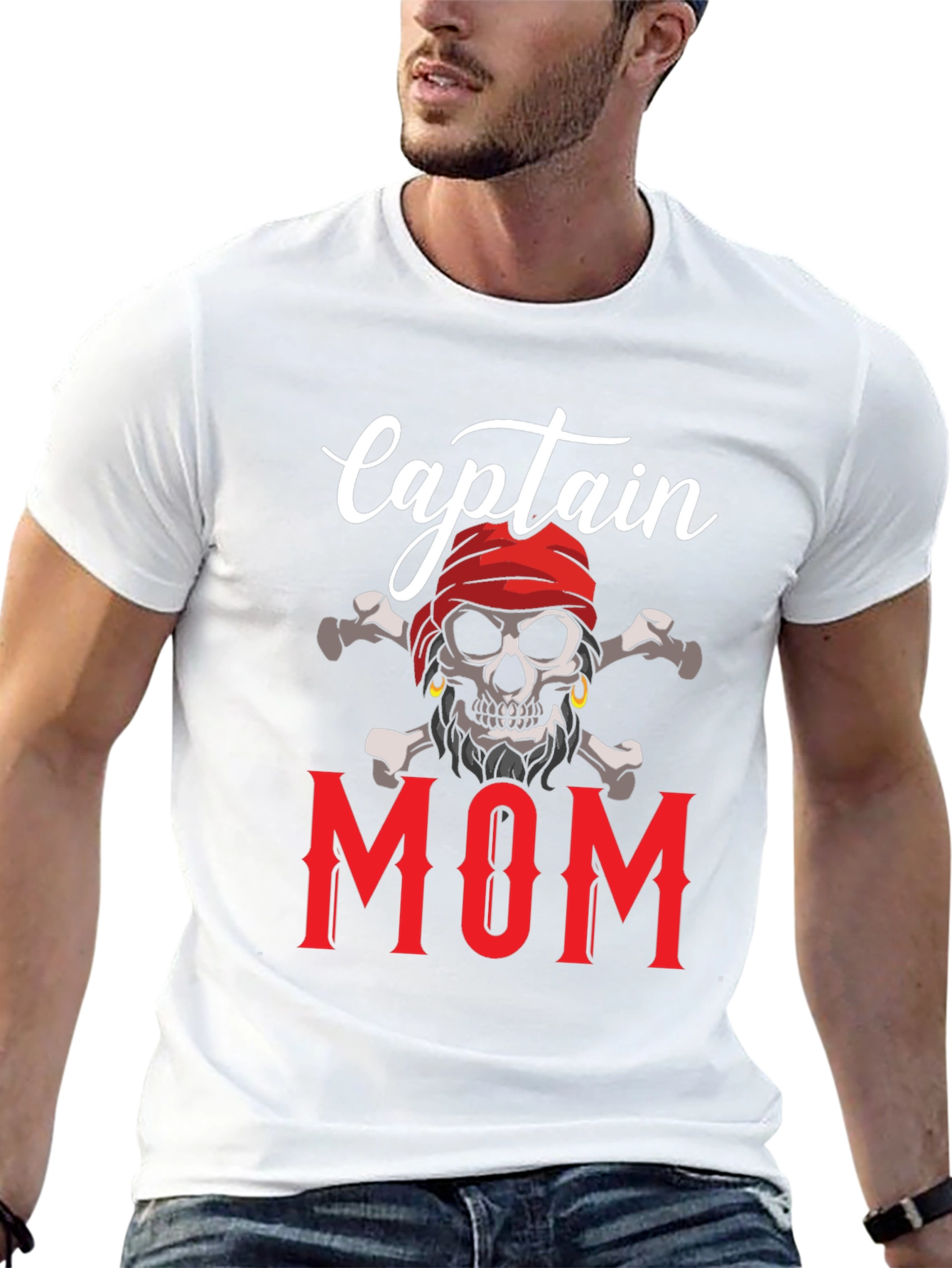 Captain Mom T-Shirt - Pirate Skull Graphic Tee - 13