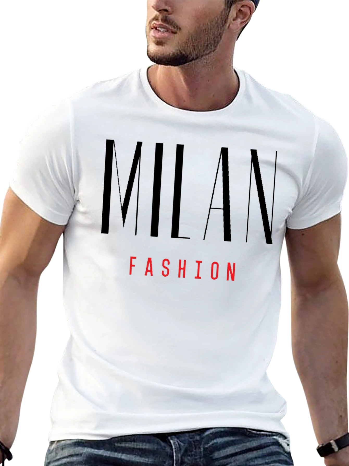 Black Milan Fashion Graphic Tee - Stylish Black T-Shirt view 13