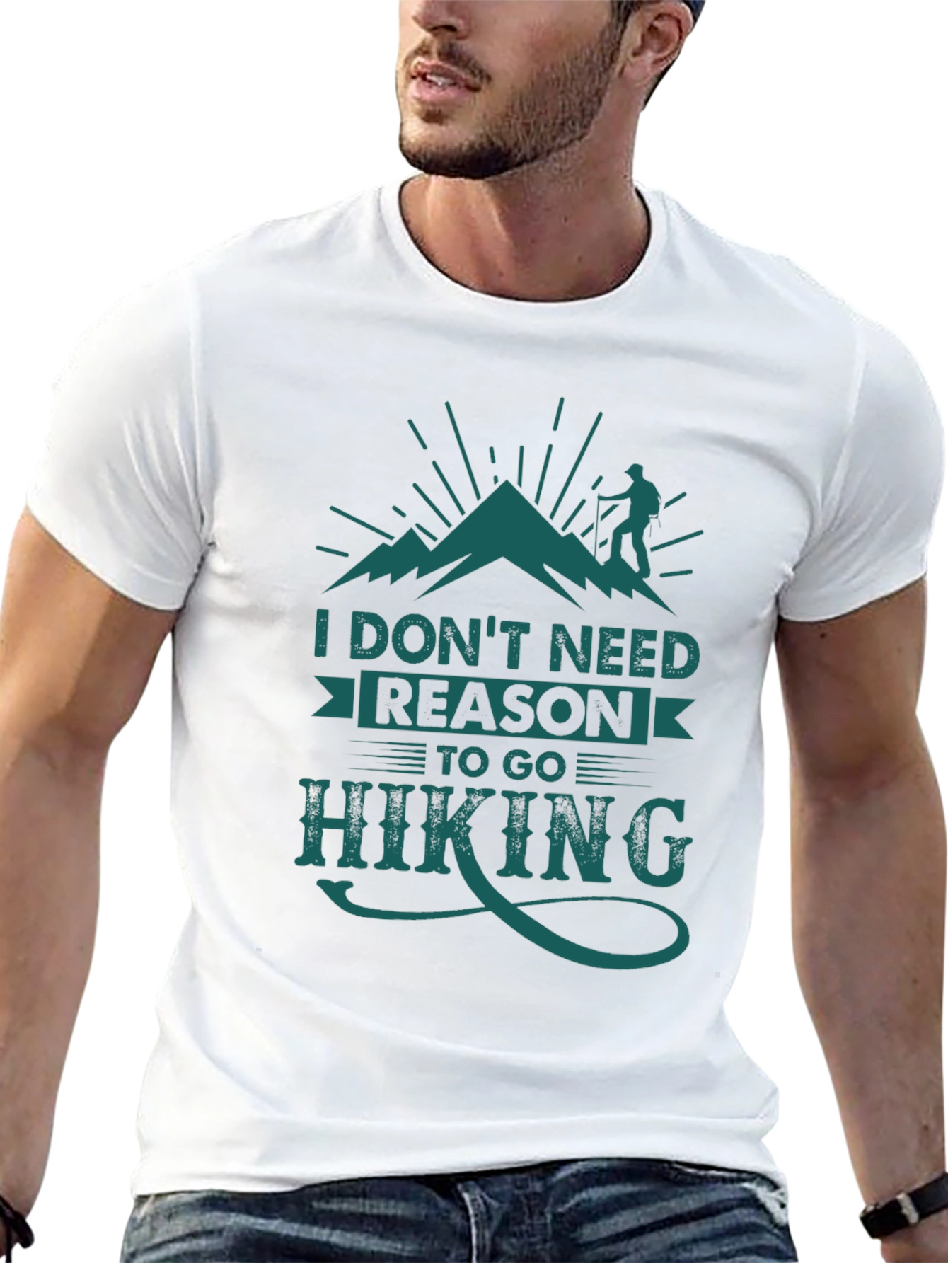 Black Hiking Graphic Tee: I Don't Need Reason To Go Hiking view 13