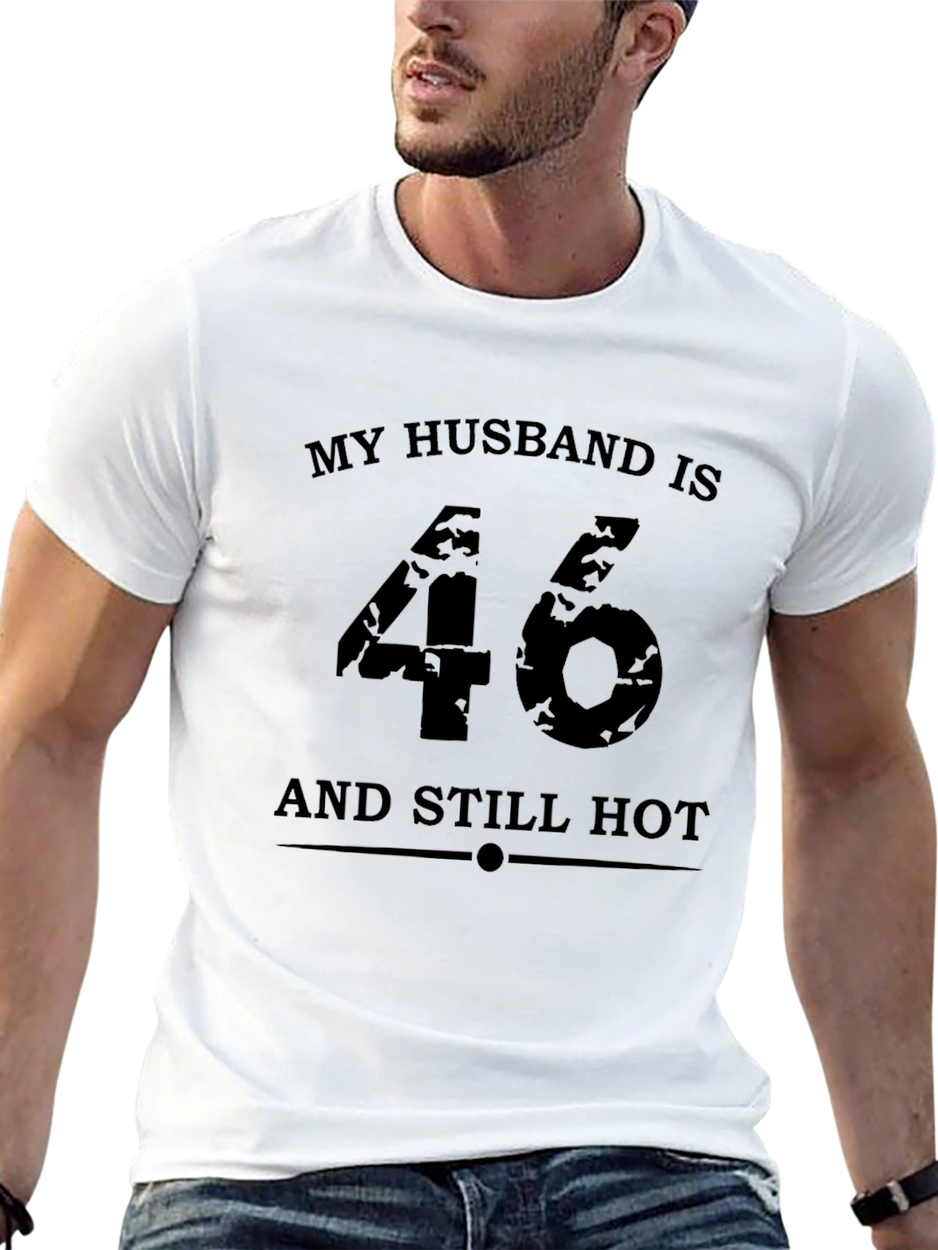 Black Husband Birthday T-Shirt - 46 & Still Hot! view 13