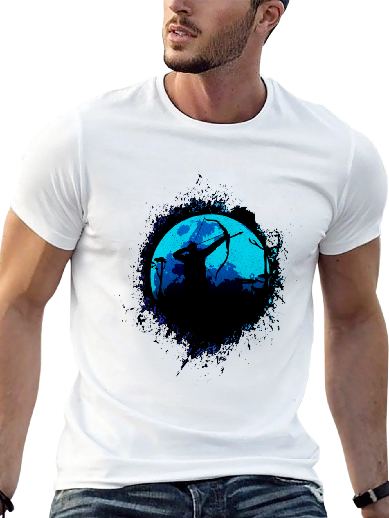 Black Archer Silhouette Graphic Black T-Shirt view 13