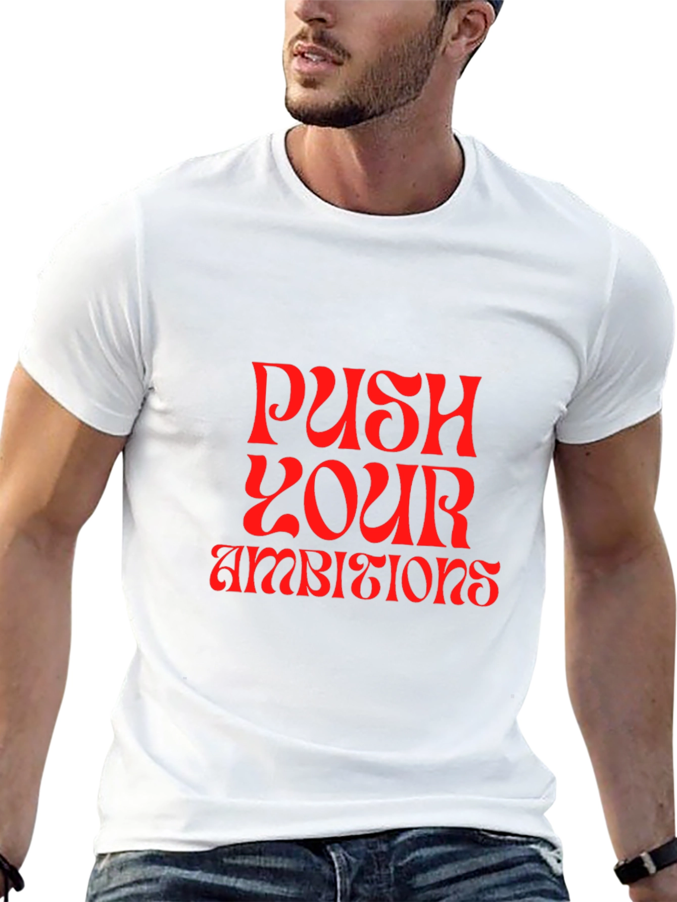 Black Push Your Ambitions Graphic Tee view 13