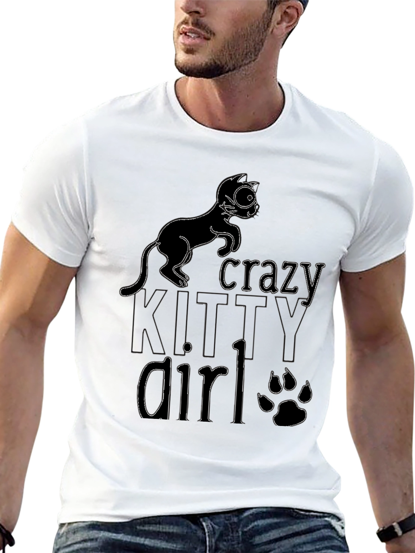 Black Crazy Cat Lady Graphic Tee - Black view 13