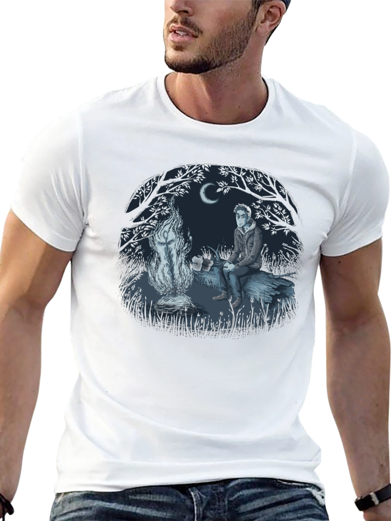 Black Campfire Story Graphic Tee - Relaxed Night Design view 13