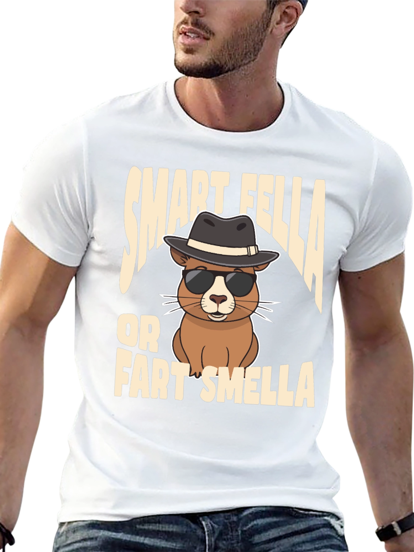 Black Smart Fella or Fart Smella T-Shirt view 13