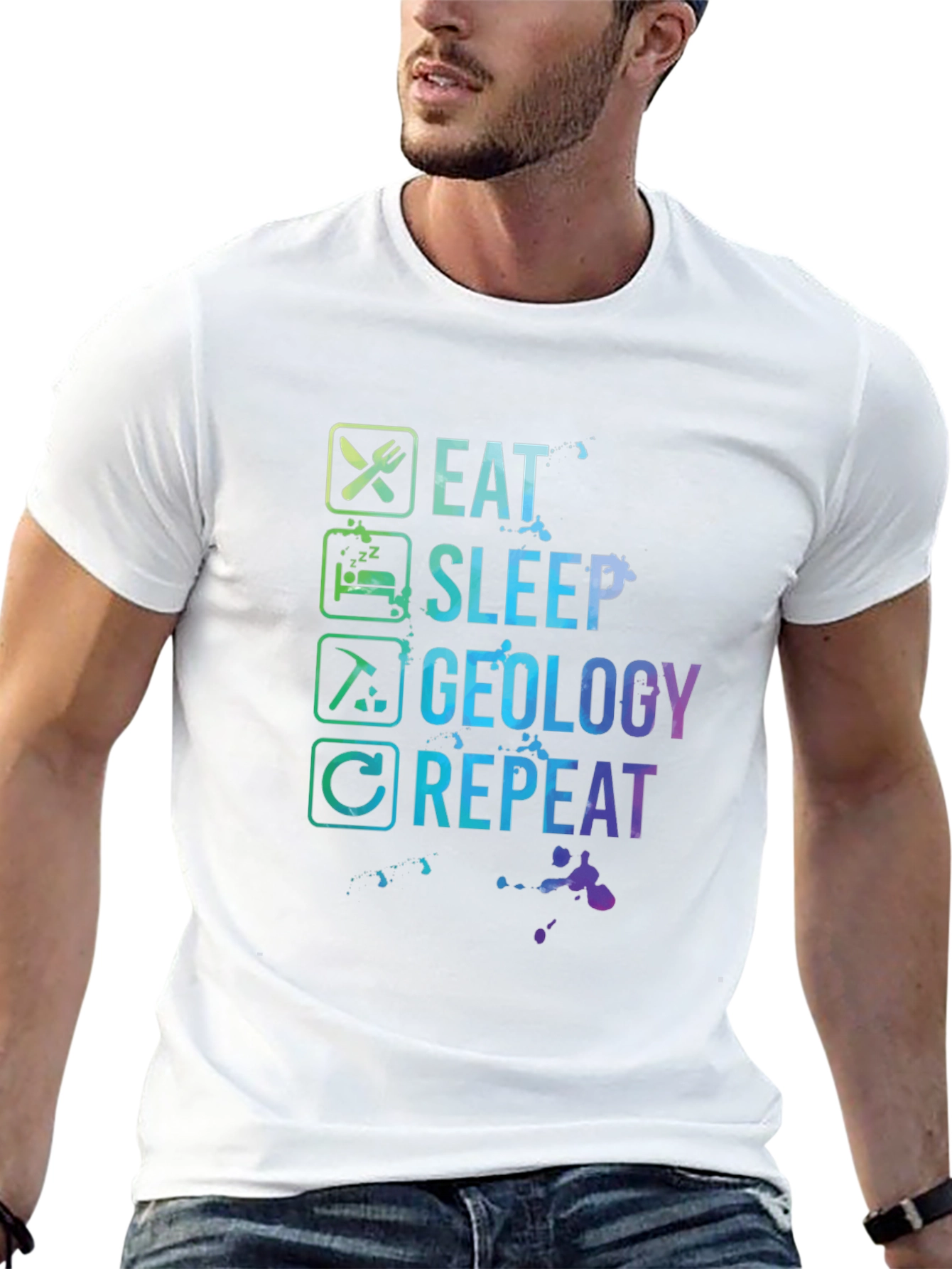 Black Eat Sleep Geology Repeat T-Shirt - Geologist Gift view 13