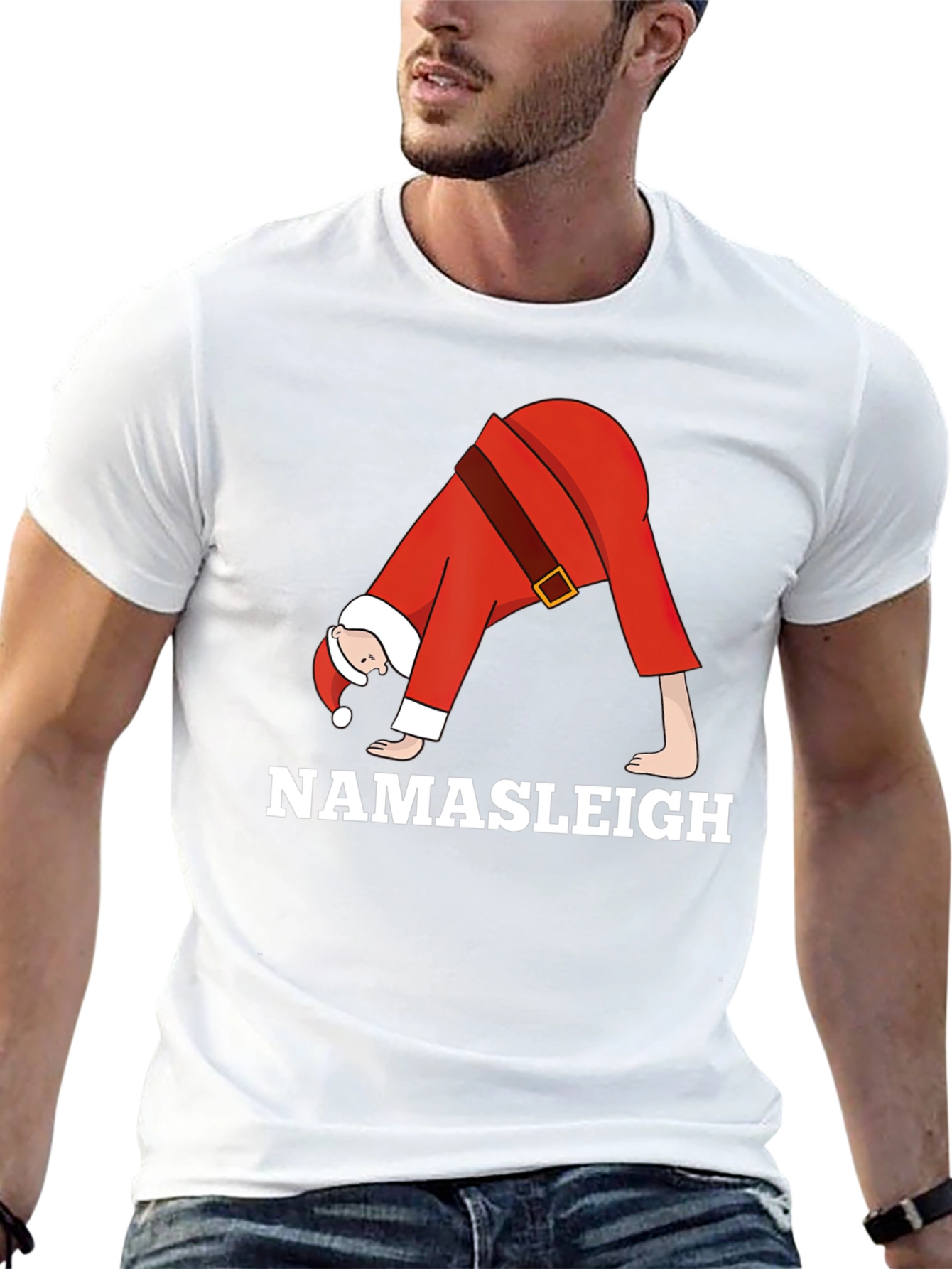 Black Namasleigh Santa Yoga Black T-Shirt view 13