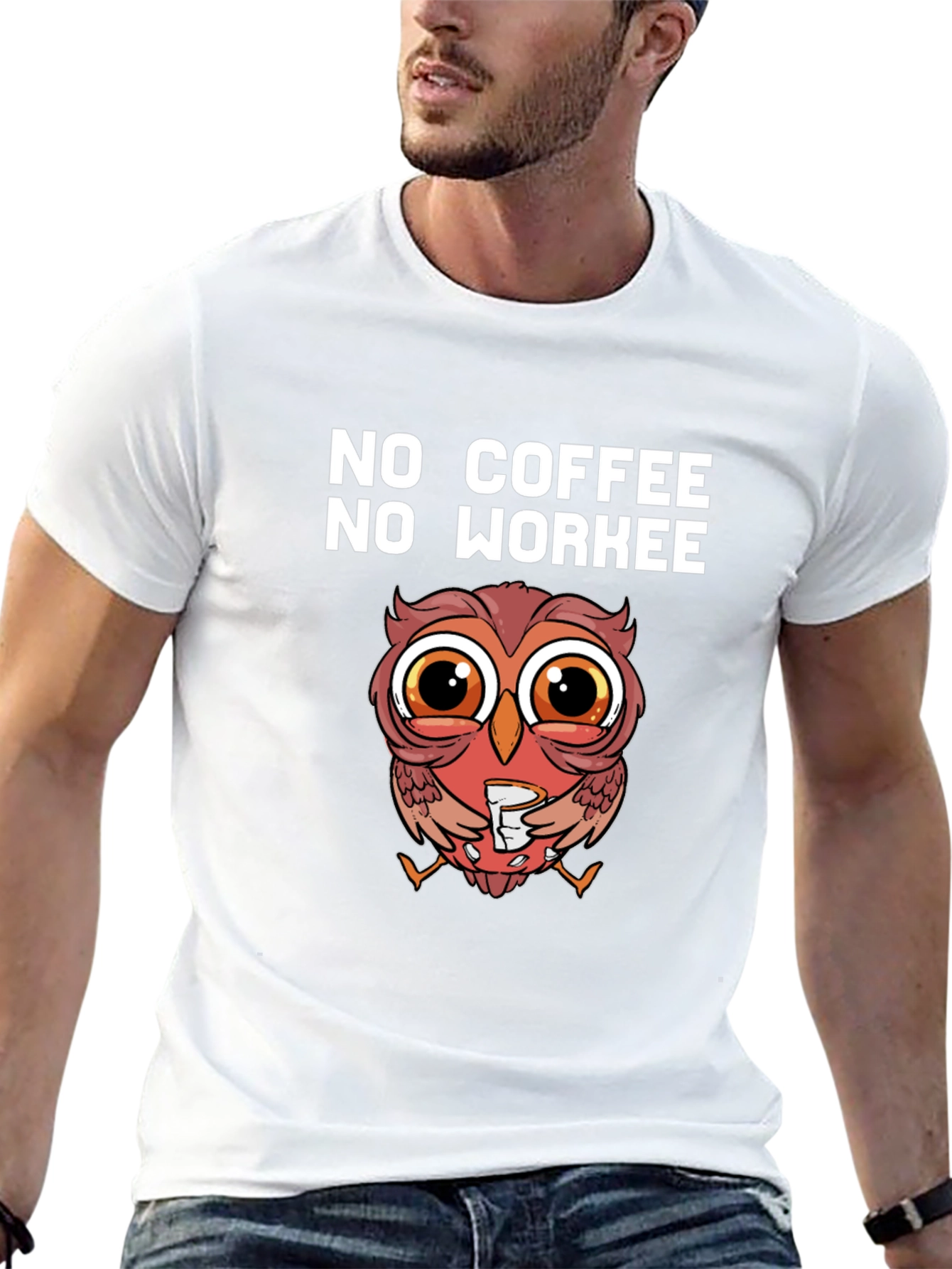 Black No Coffee No Workee Owl T-Shirt view 13