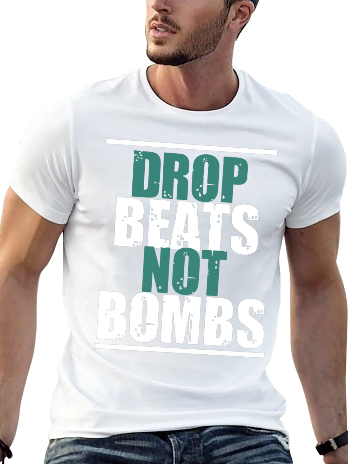 Black Drop Beats Not Bombs Graphic Tee view 13