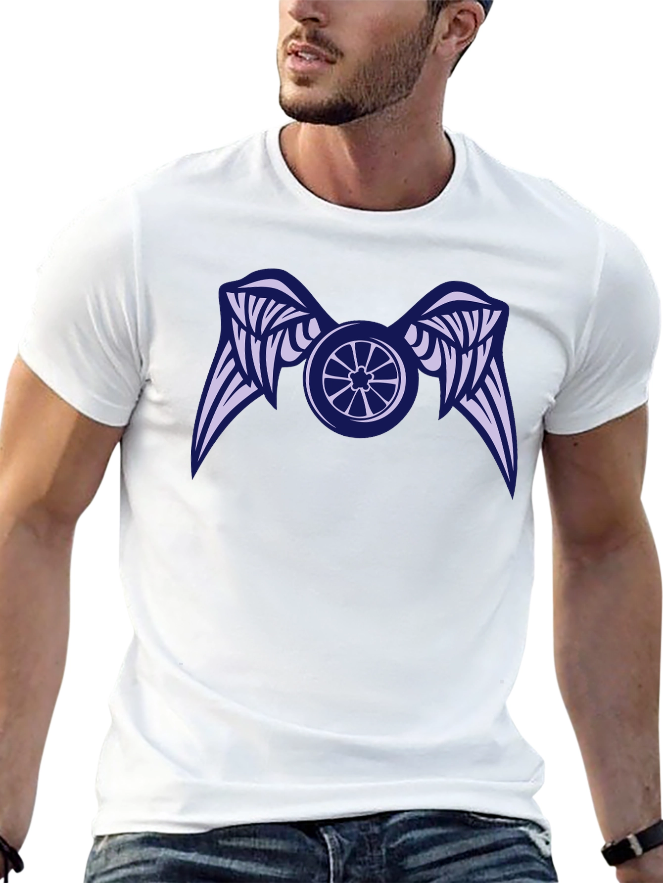Black Winged Wheel Black T-Shirt - Unique Design view 13
