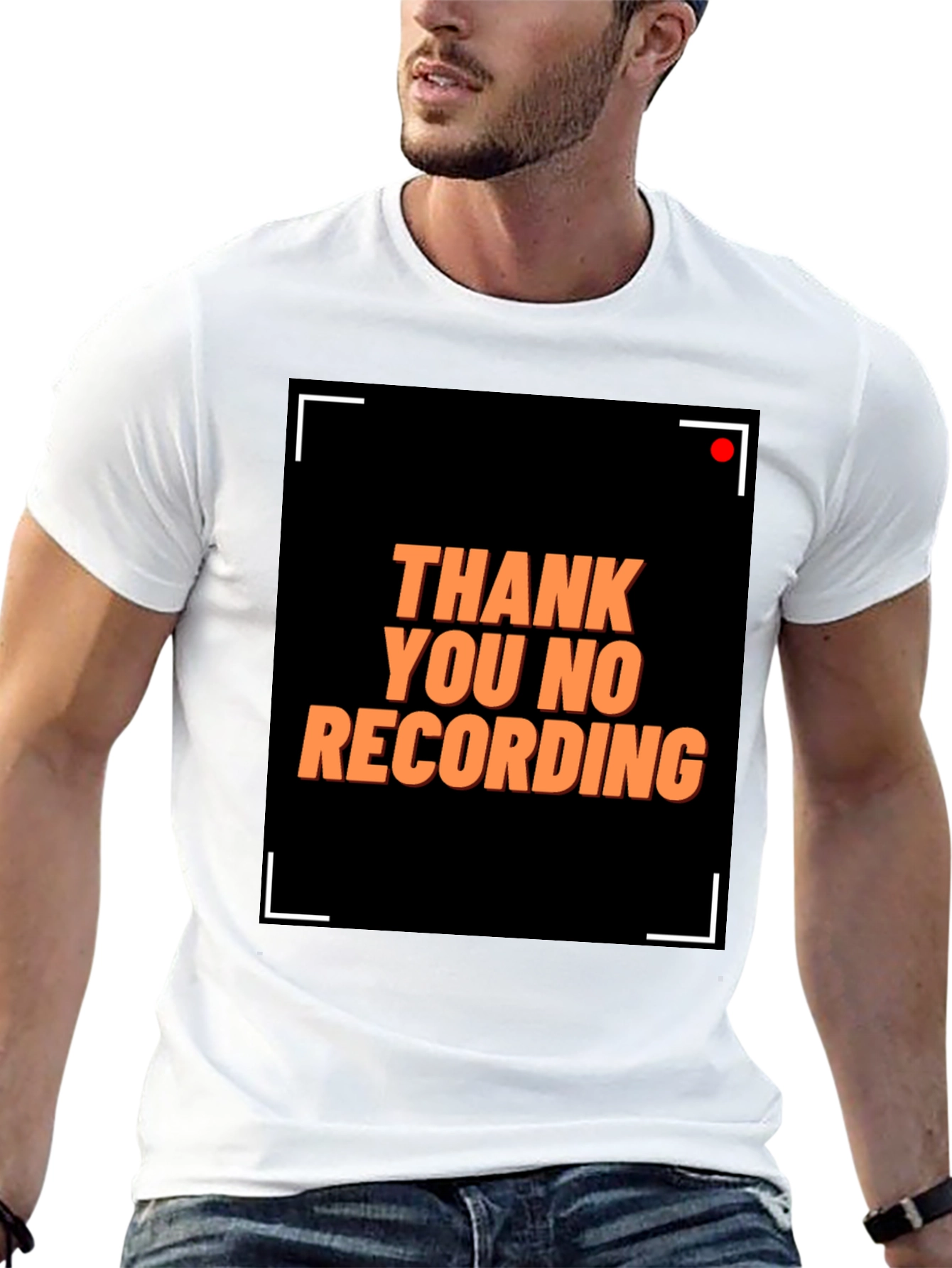 Black Thank You No Recording Graphic Tee view 13
